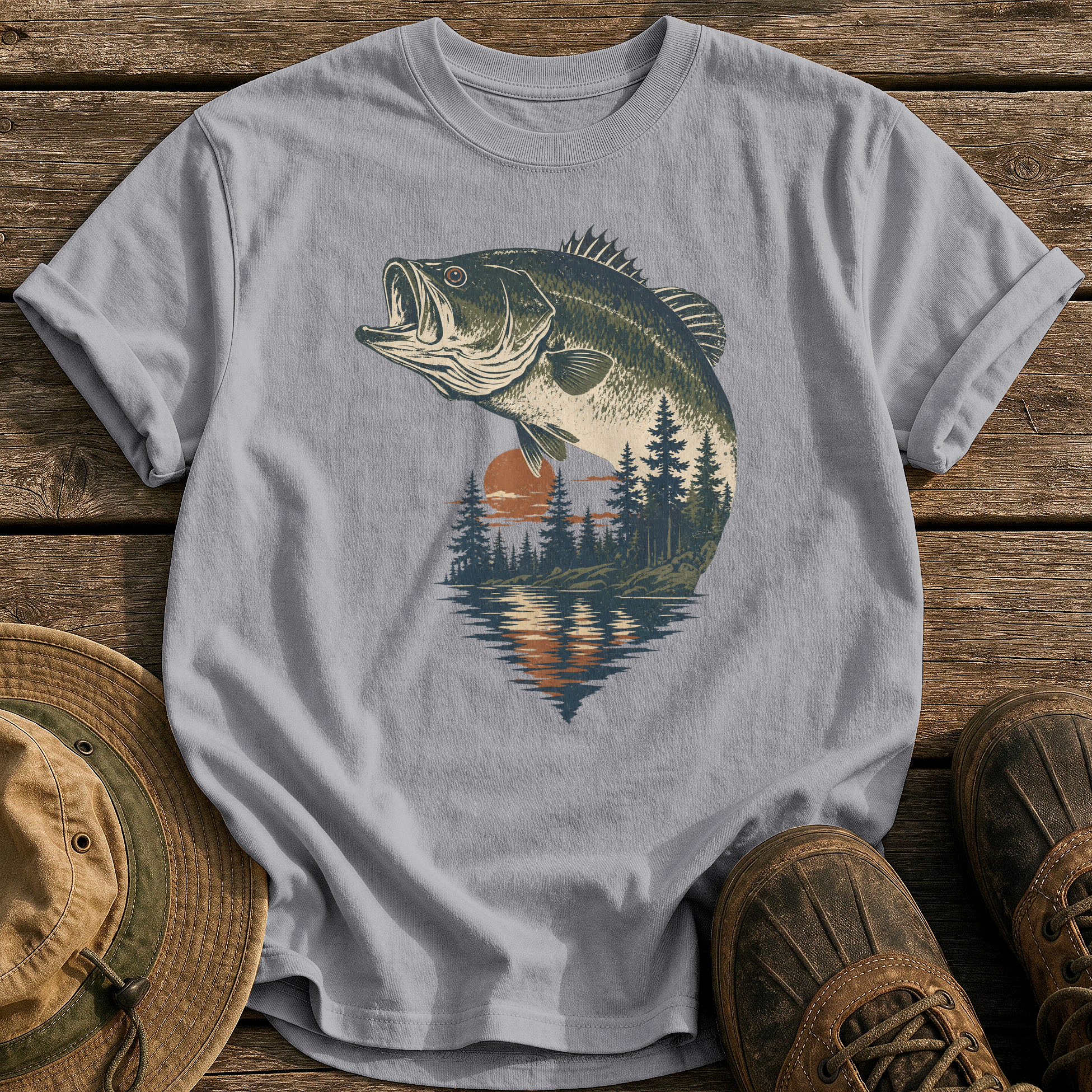 Bass & Pines At Dusk tee - Grey - front