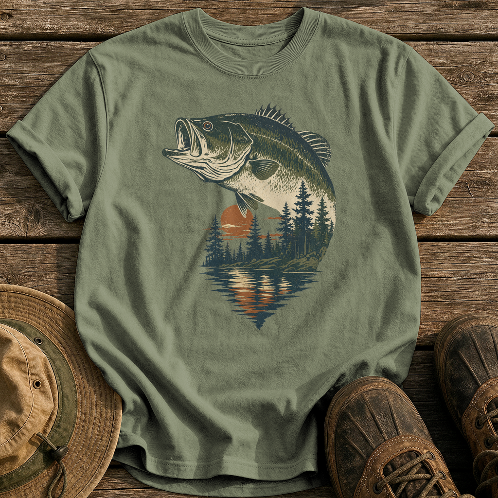 Bass & Pines At Dusk tee - Sage - front
