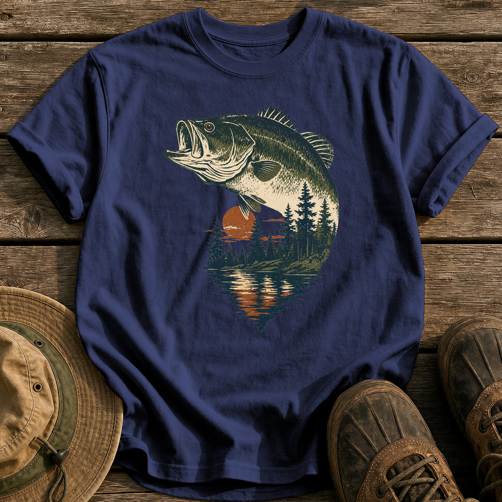 Bass & Pines At Dusk tee - True Navy - front