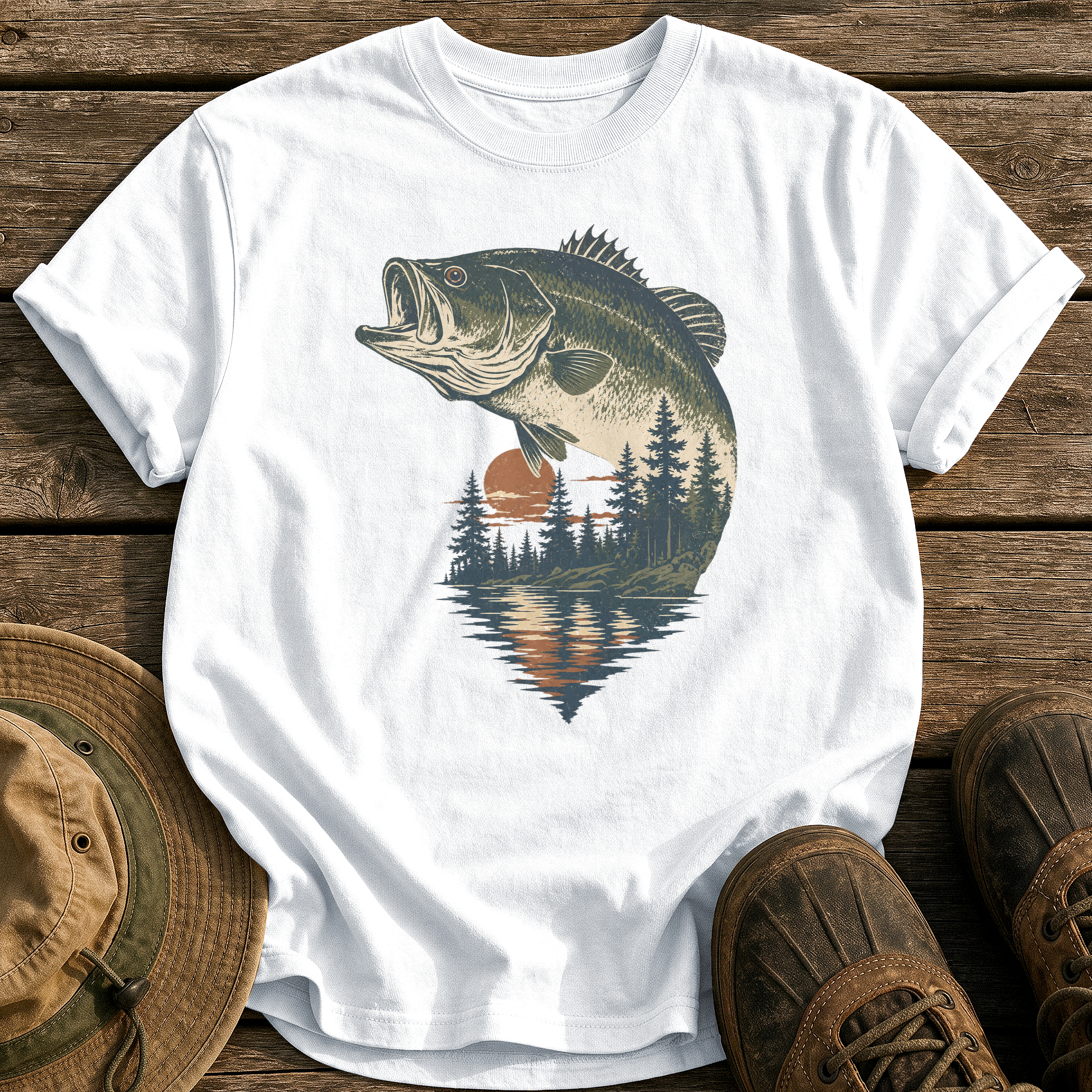 Bass & Pines At Dusk tee - White - front