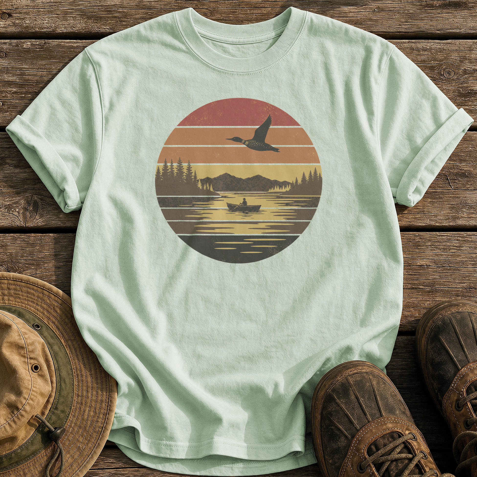Vintage Sunset Lake tee - Bay - front