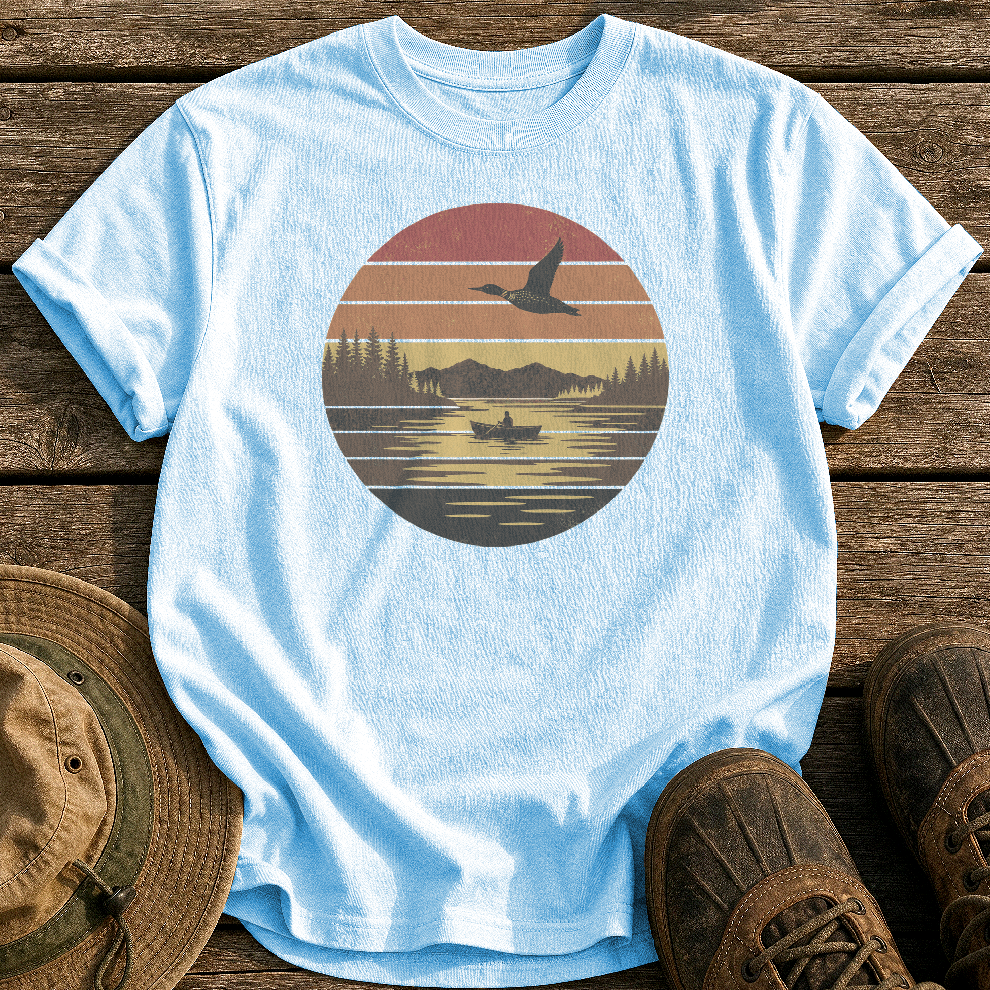 Vintage Sunset Lake tee - Chambray - front