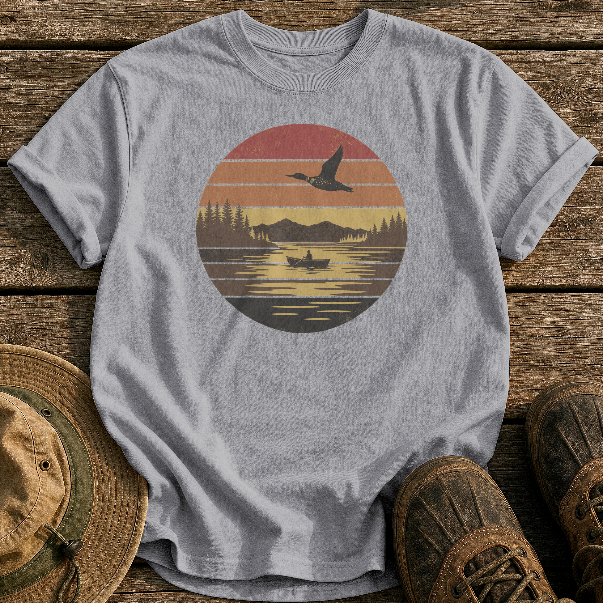 Vintage Sunset Lake tee - Grey - front