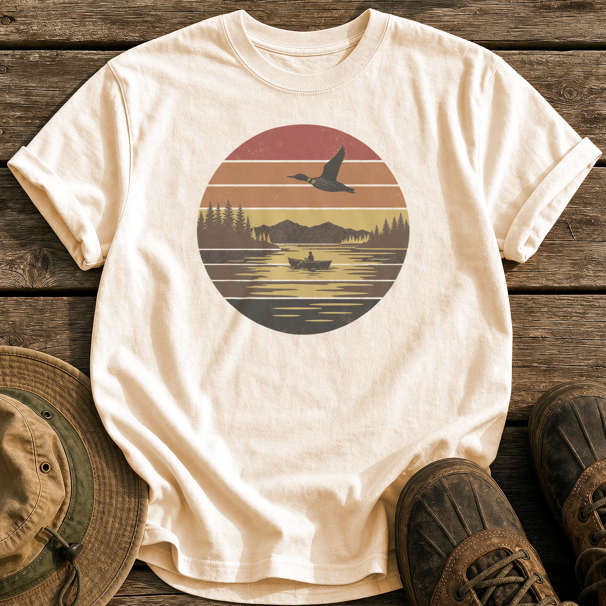 Vintage Sunset Lake tee - Ivory - front