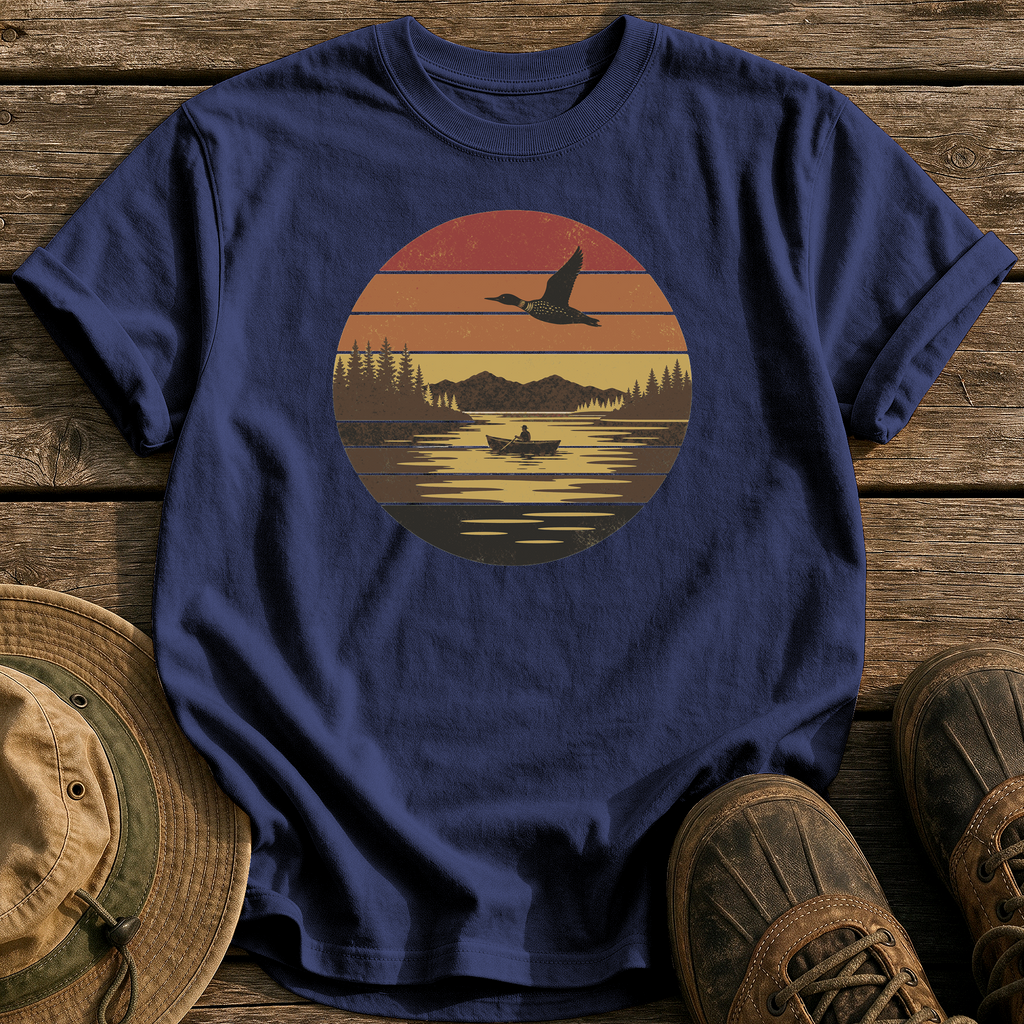 Vintage Sunset Lake tee - True Navy - front