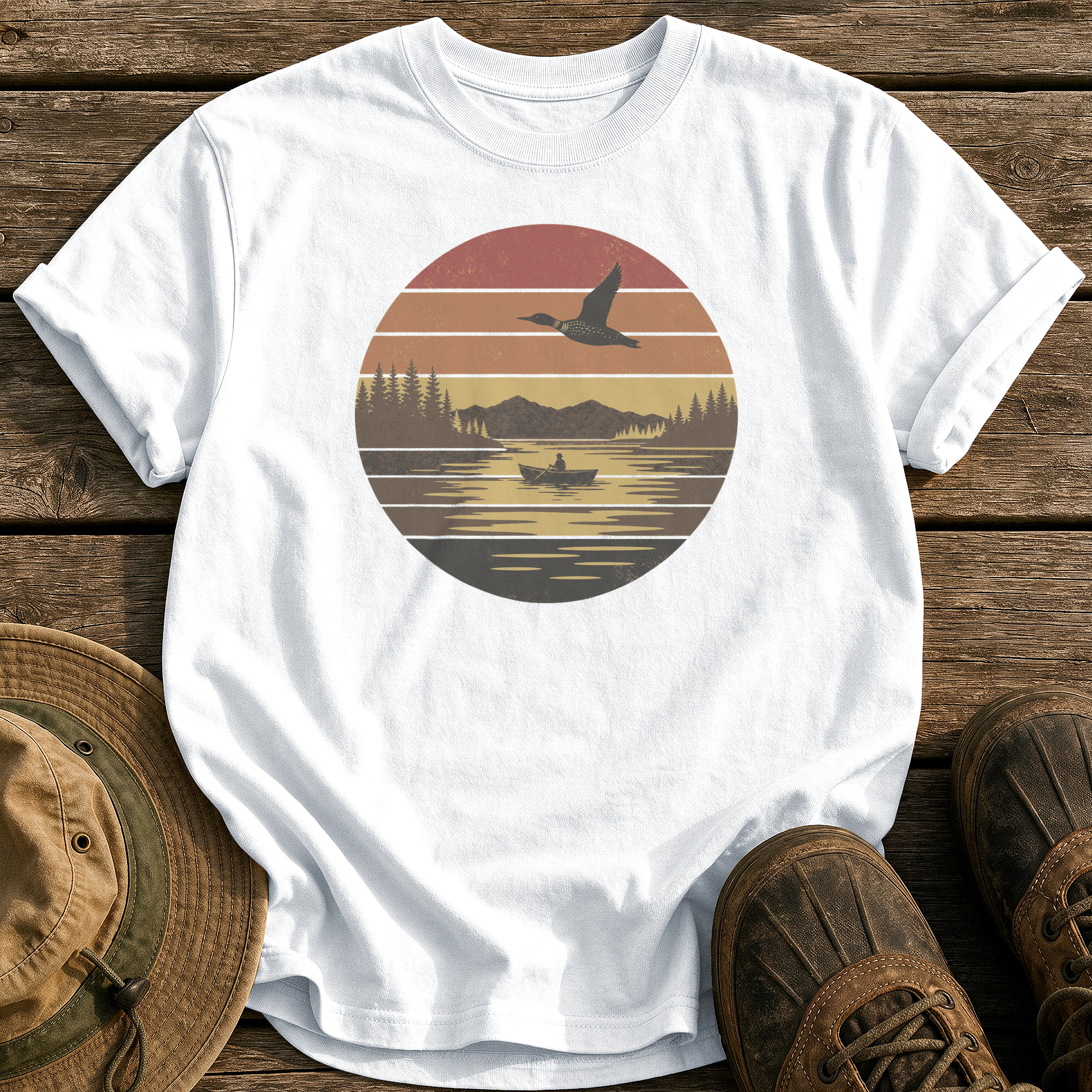Vintage Sunset Lake tee - White - front