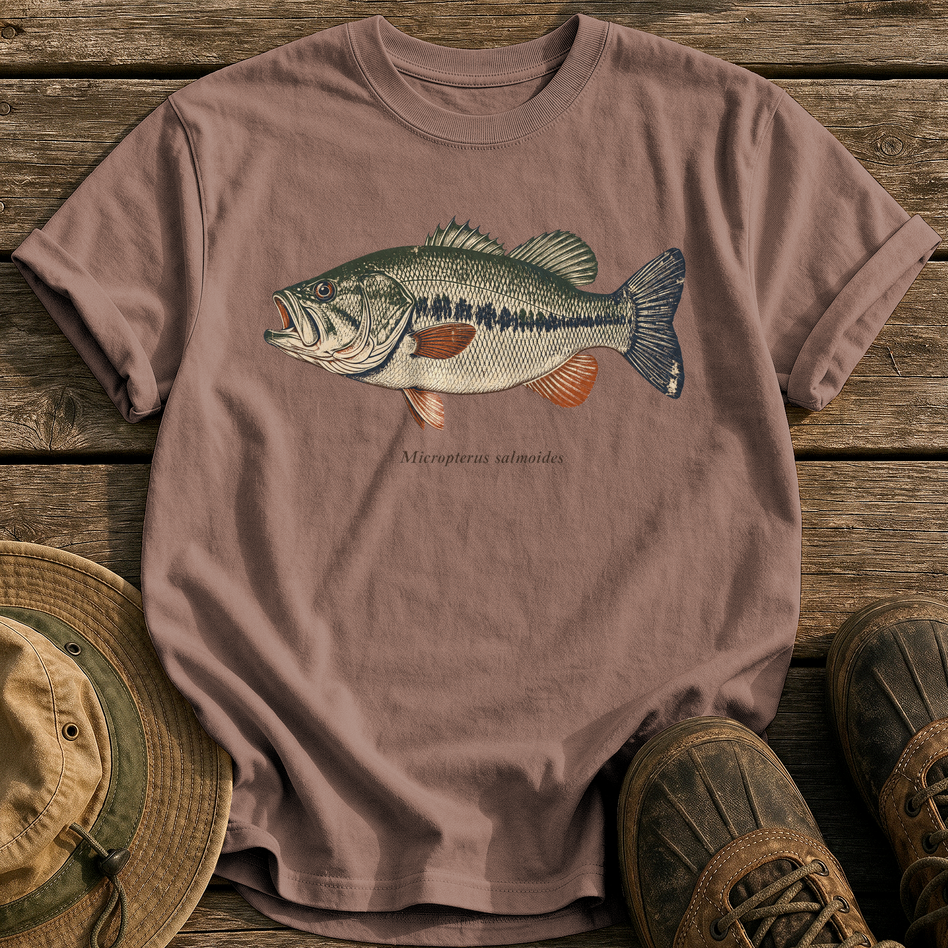 Micropterus Salmoides Largemouth tee - Espresso - front