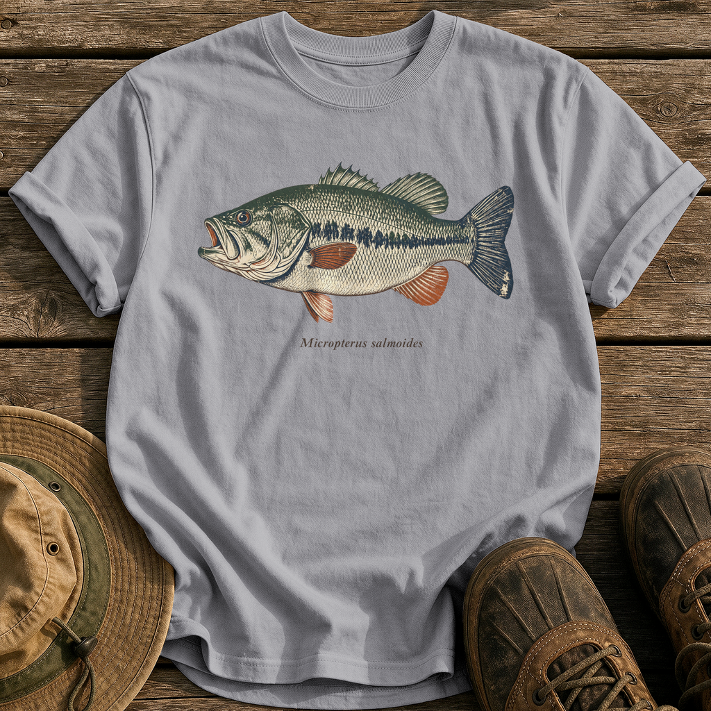 Micropterus Salmoides Largemouth tee - Grey - front