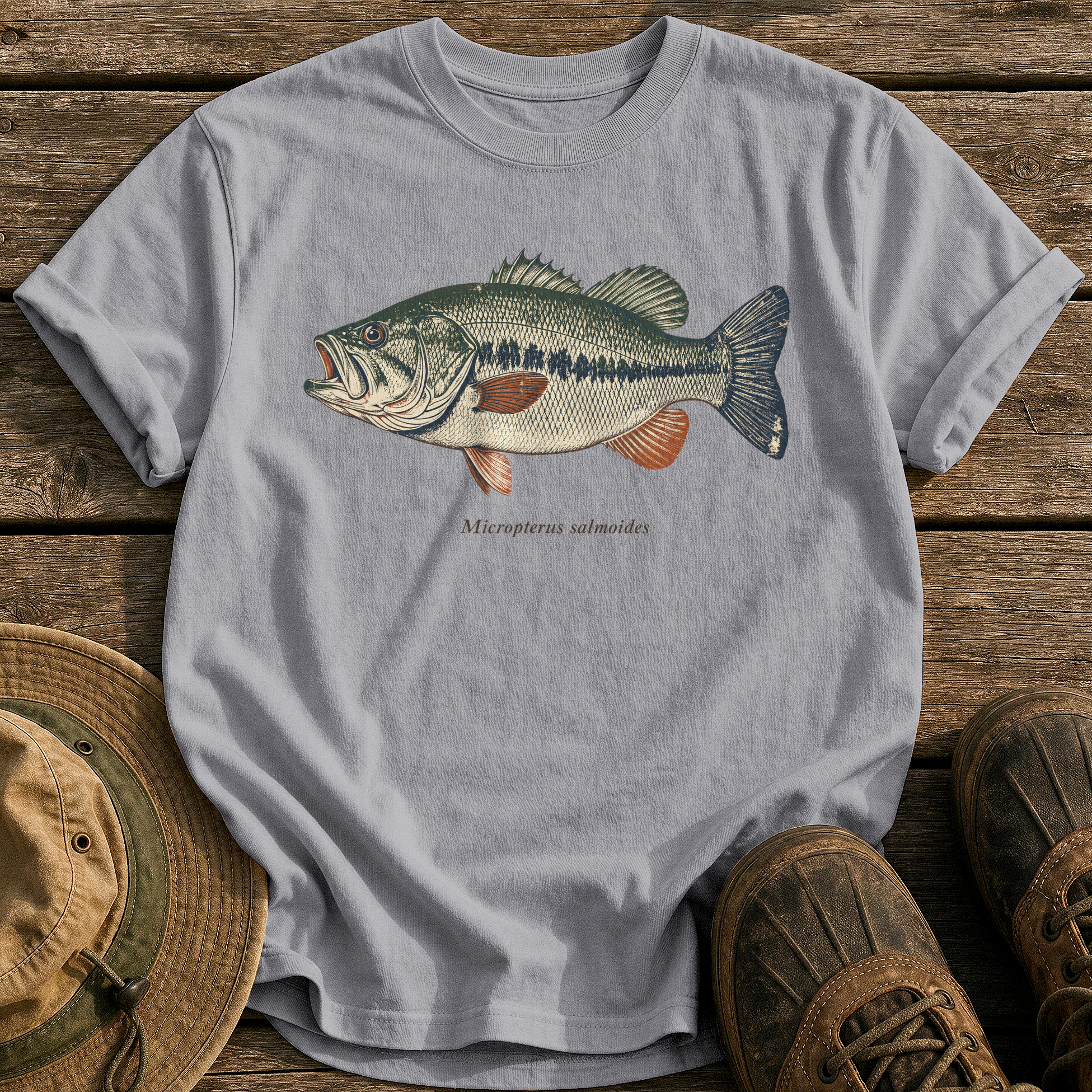 Micropterus Salmoides Largemouth tee - Grey - front
