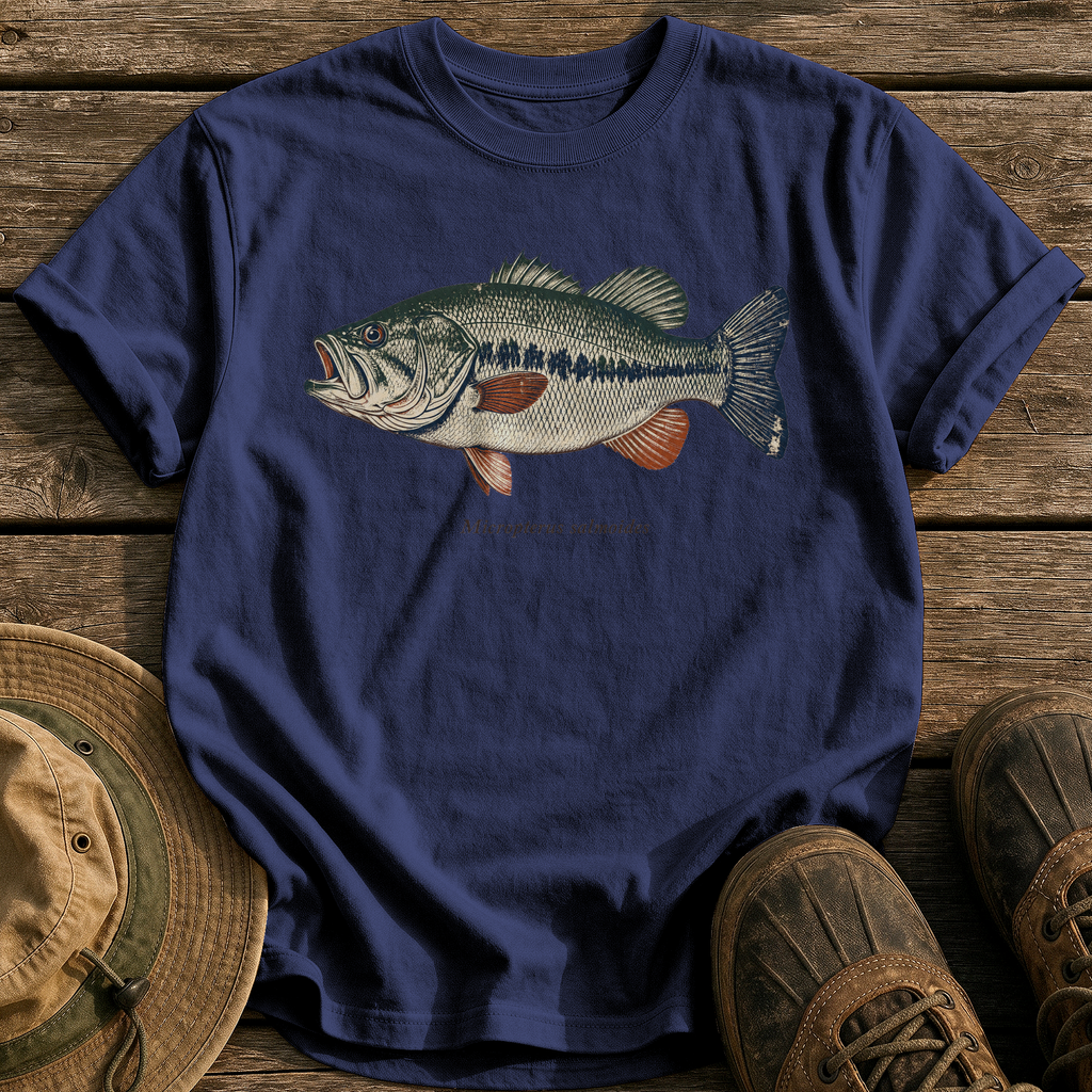 Micropterus Salmoides Largemouth tee - True Navy - front
