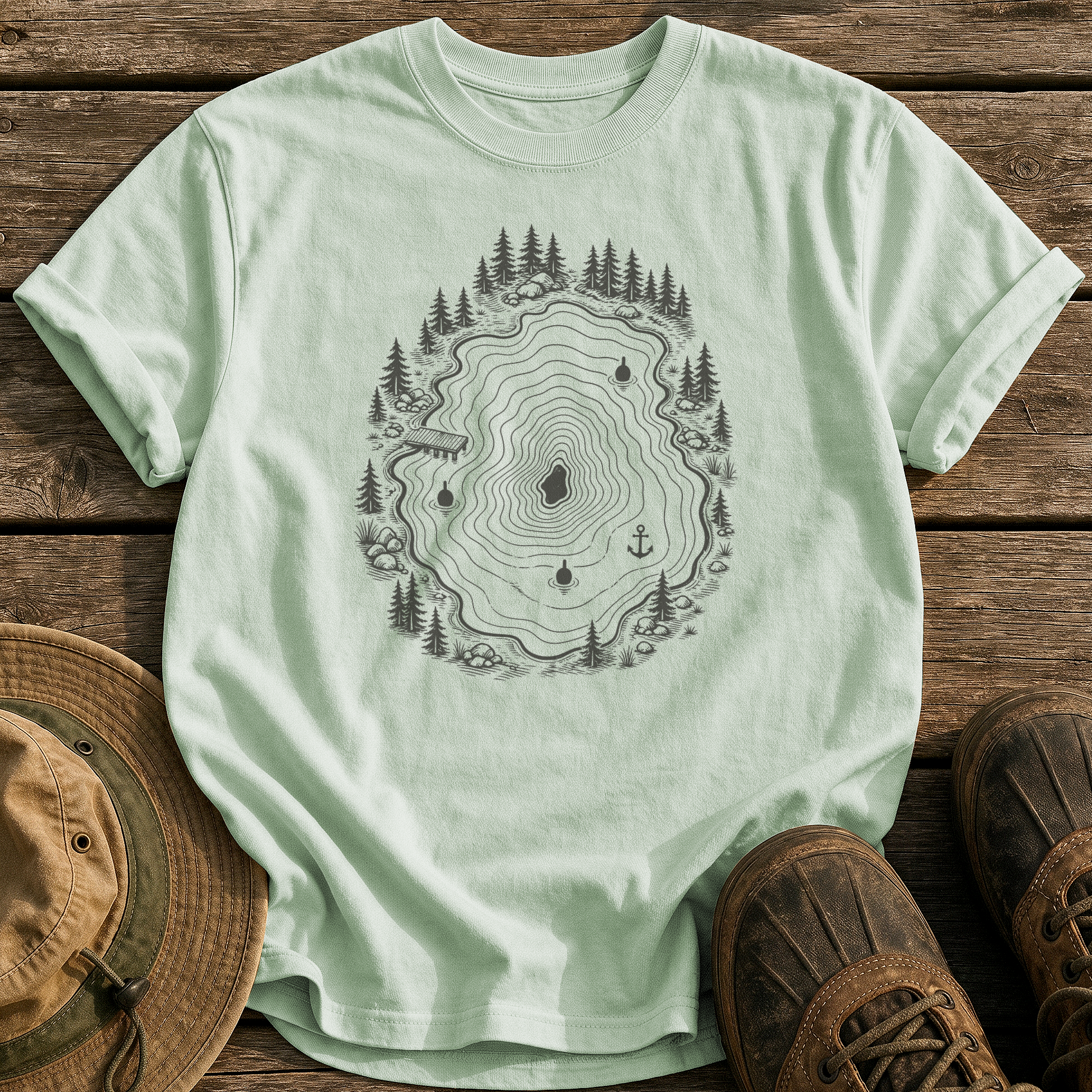 Topo Lake Map tee - Bay - front