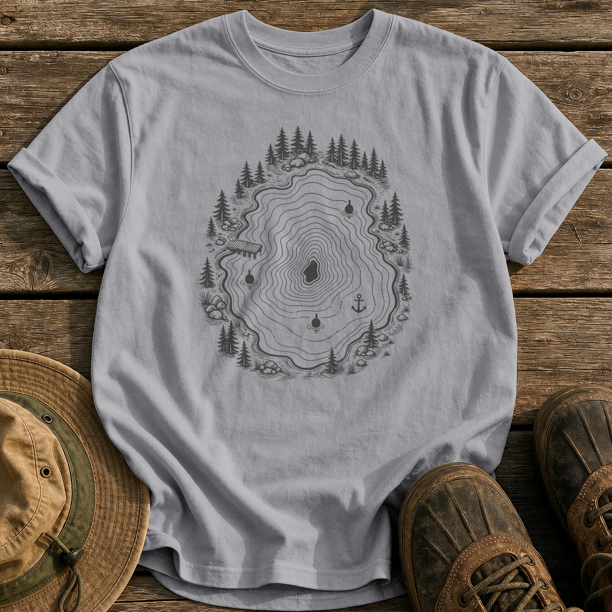 Topo Lake Map tee - Grey - front