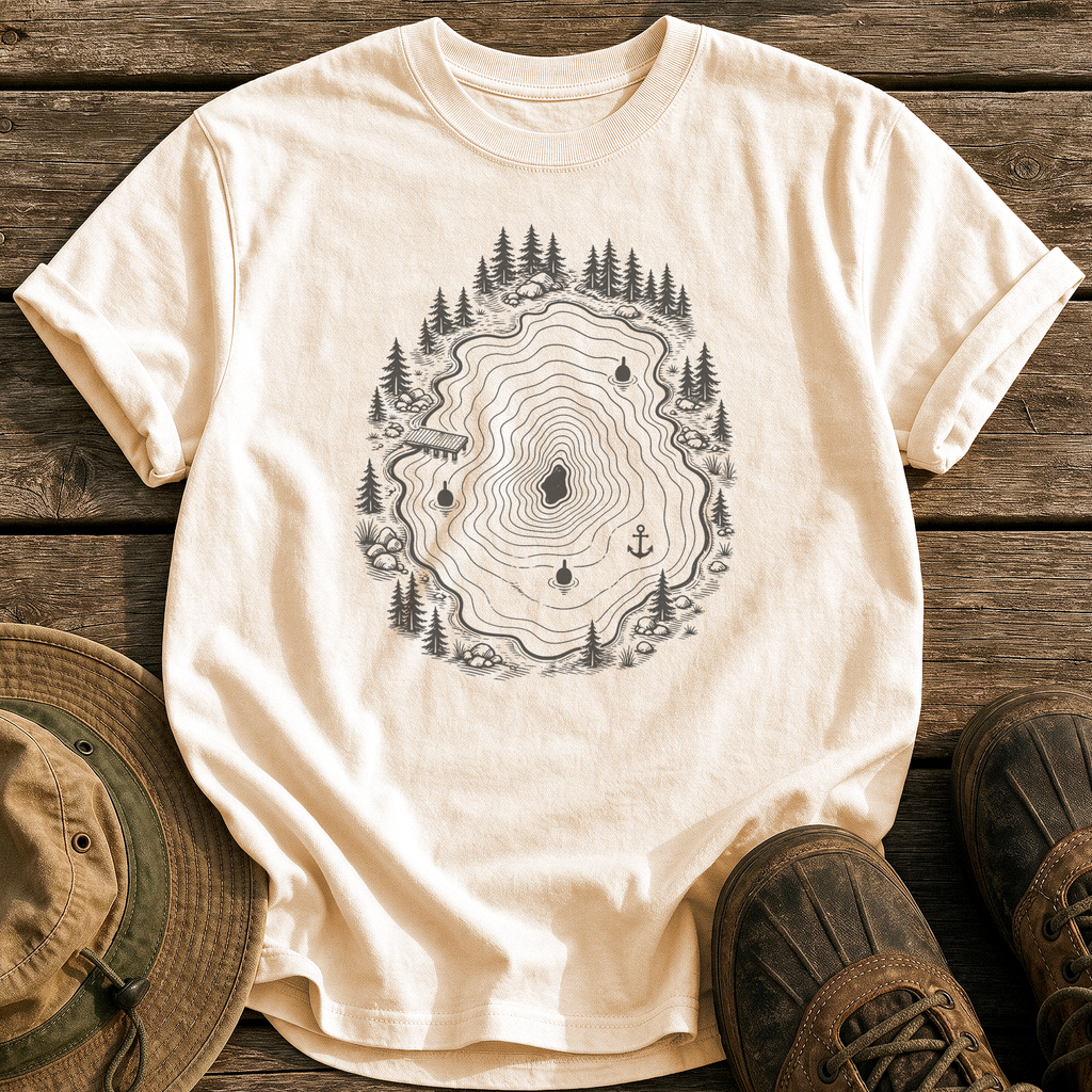 Topo Lake Map tee - Ivory - front