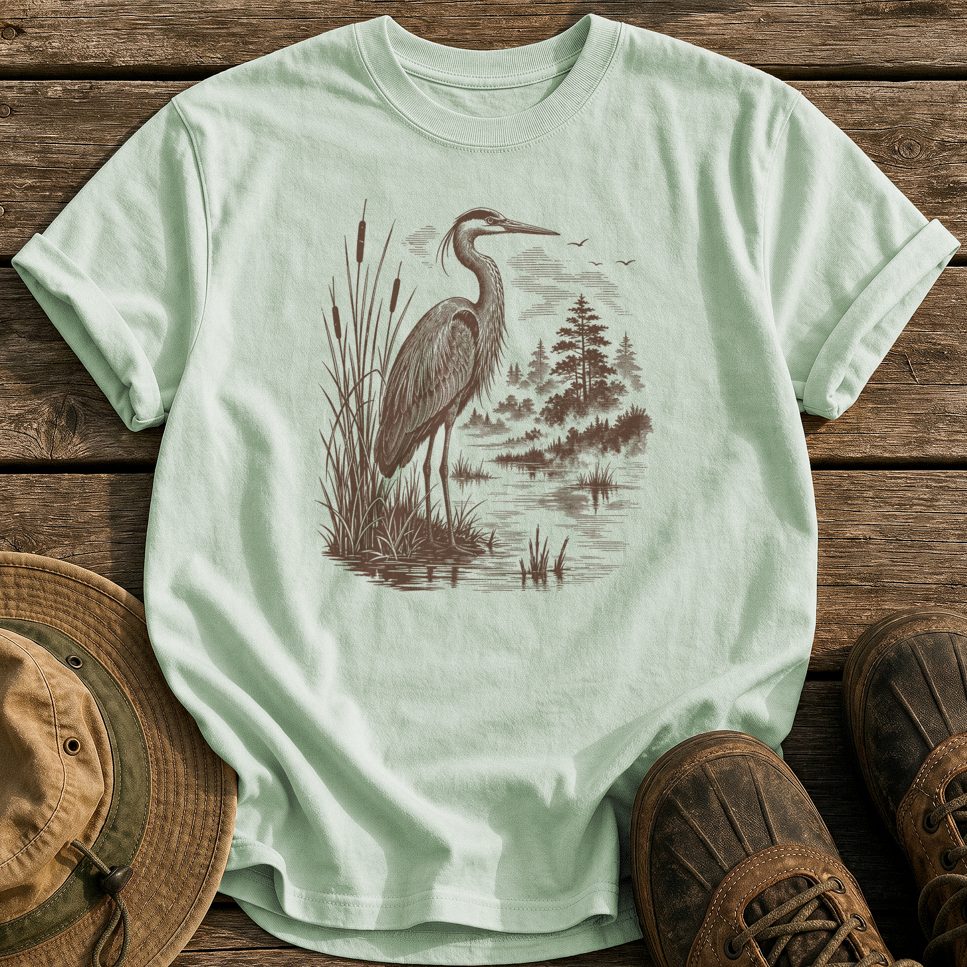 Heron at Dawn tee - Bay - front
