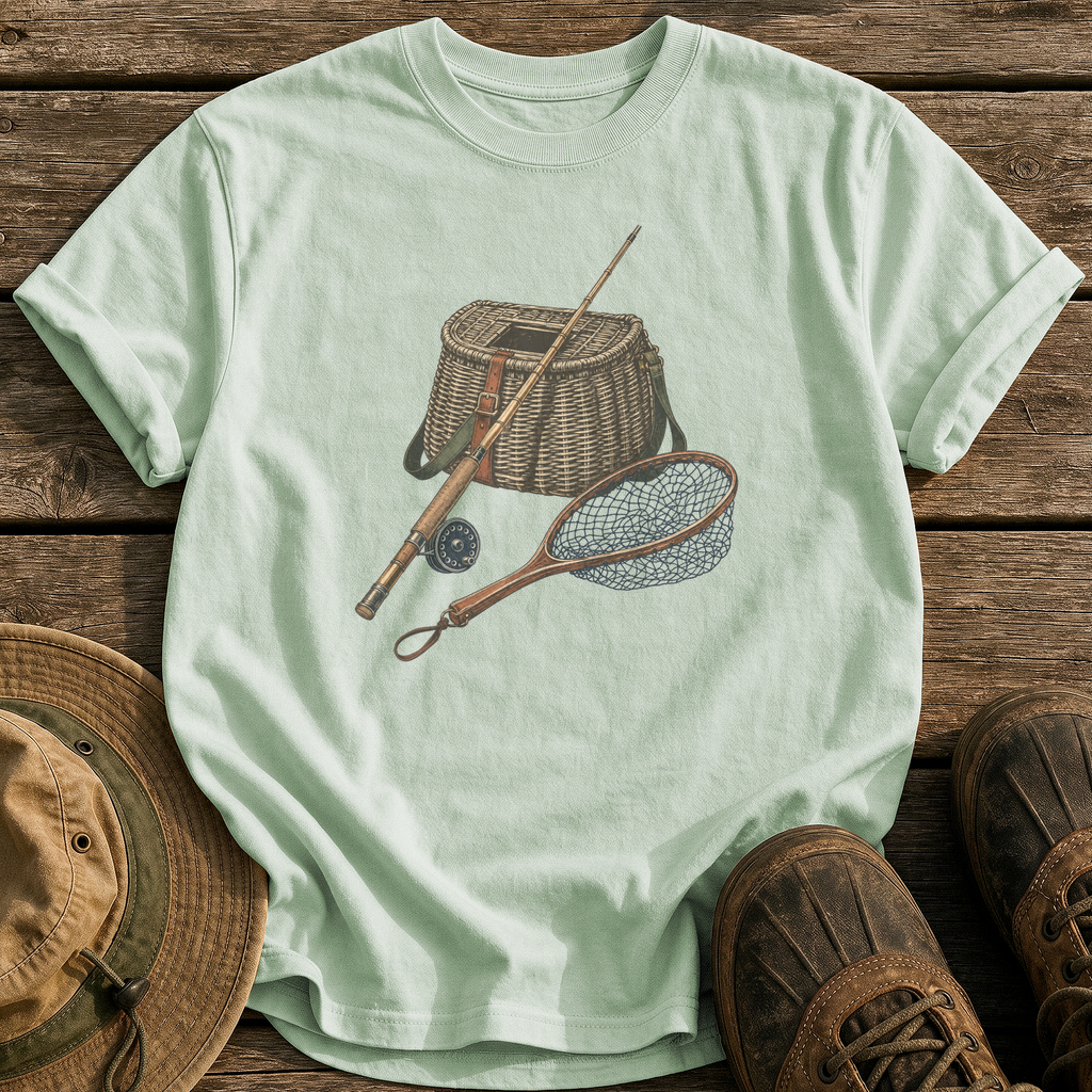 Classic Creel & Fly Rod tee - Bay - front