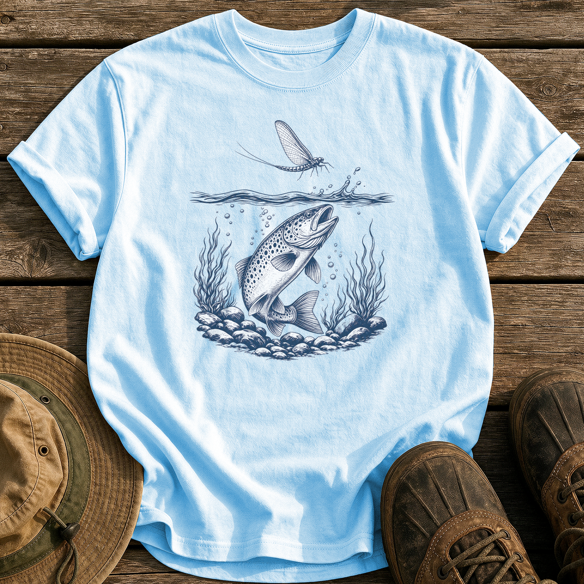 The Rise tee - Chambray - front