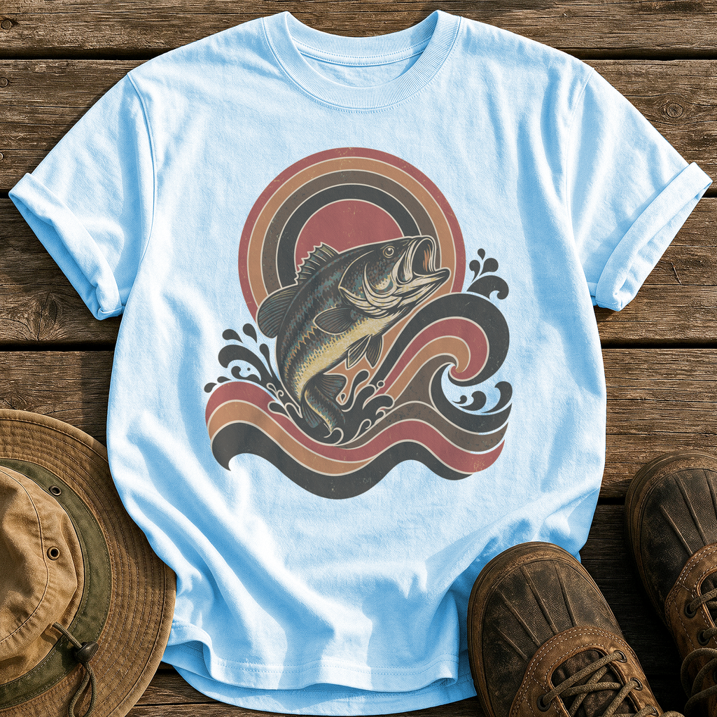 Retro Wave Bass tee - Chambray - front