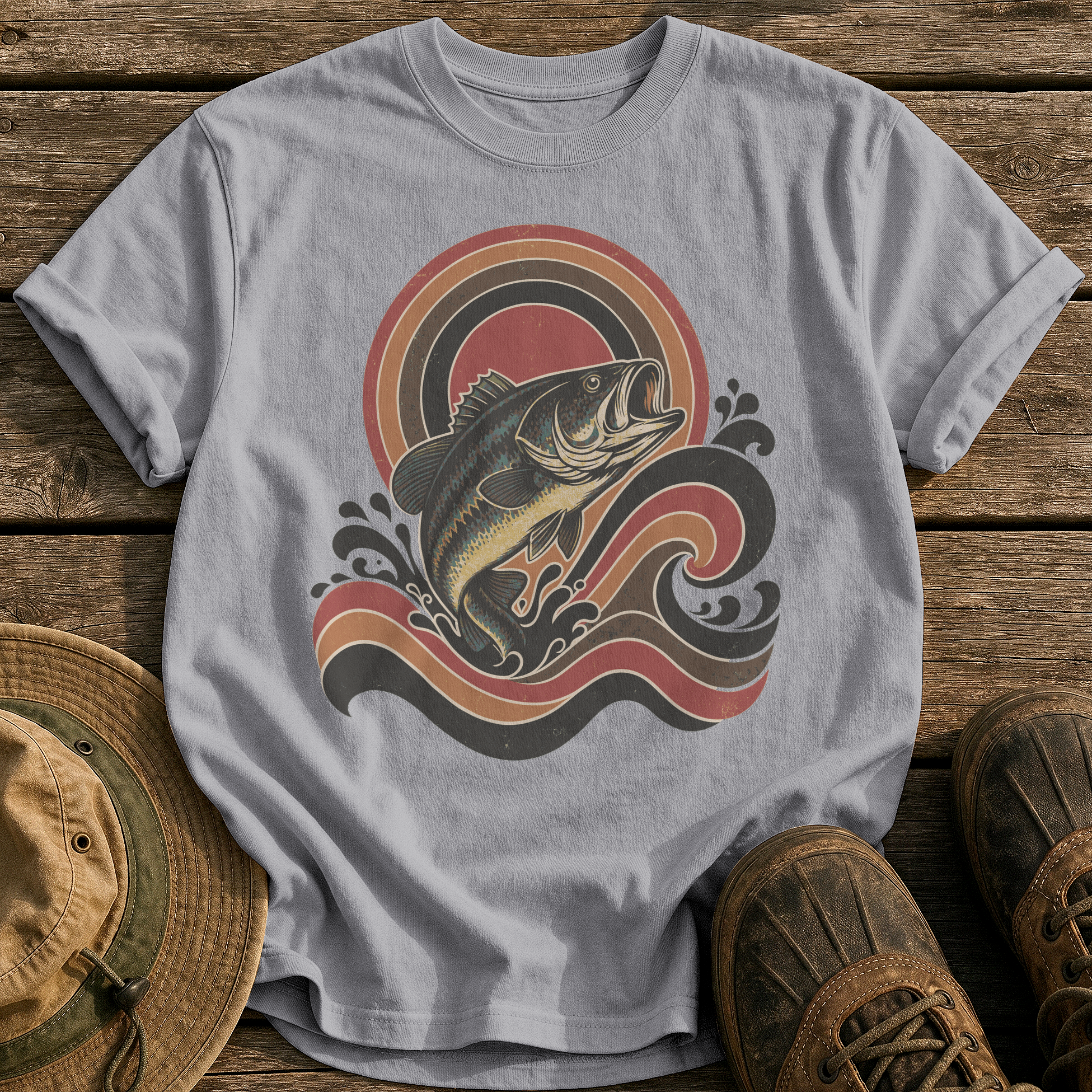 Retro Wave Bass tee - Grey - front