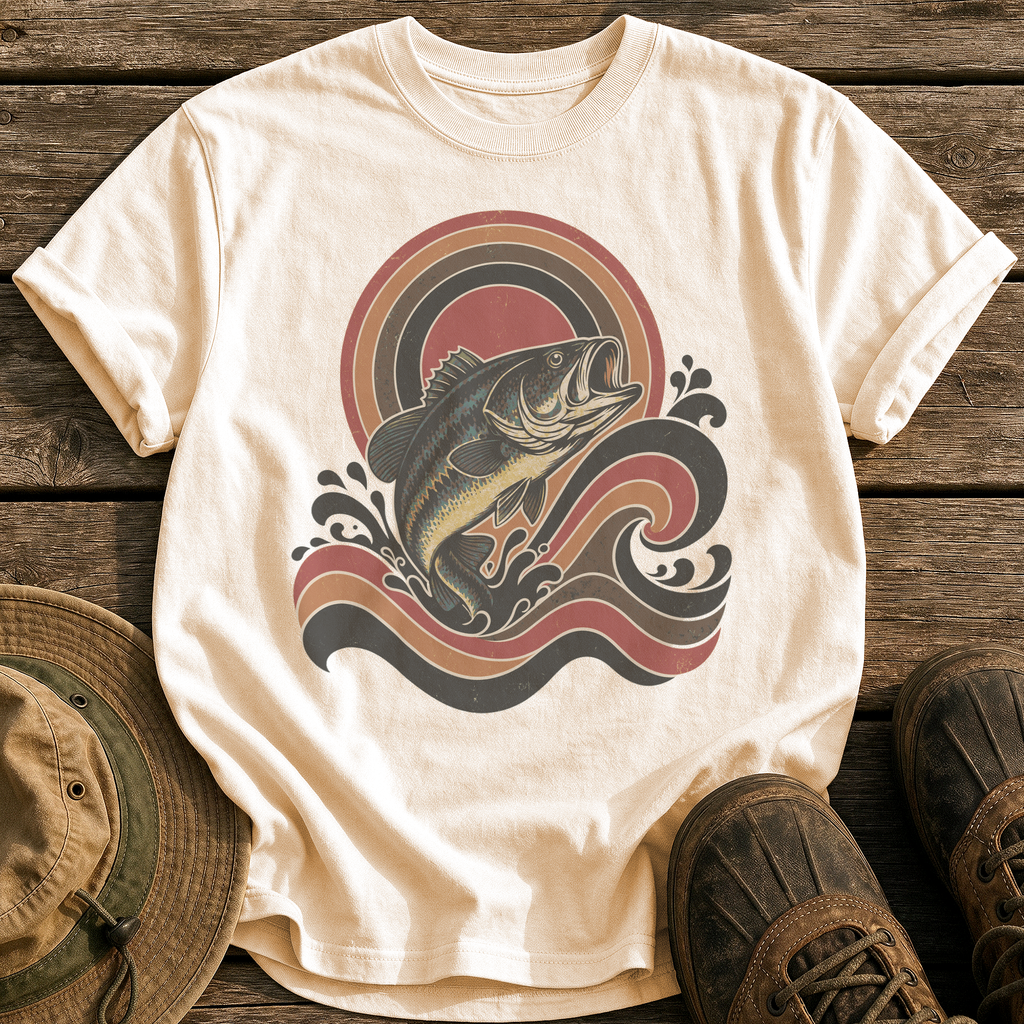 Retro Wave Bass tee - Ivory - front