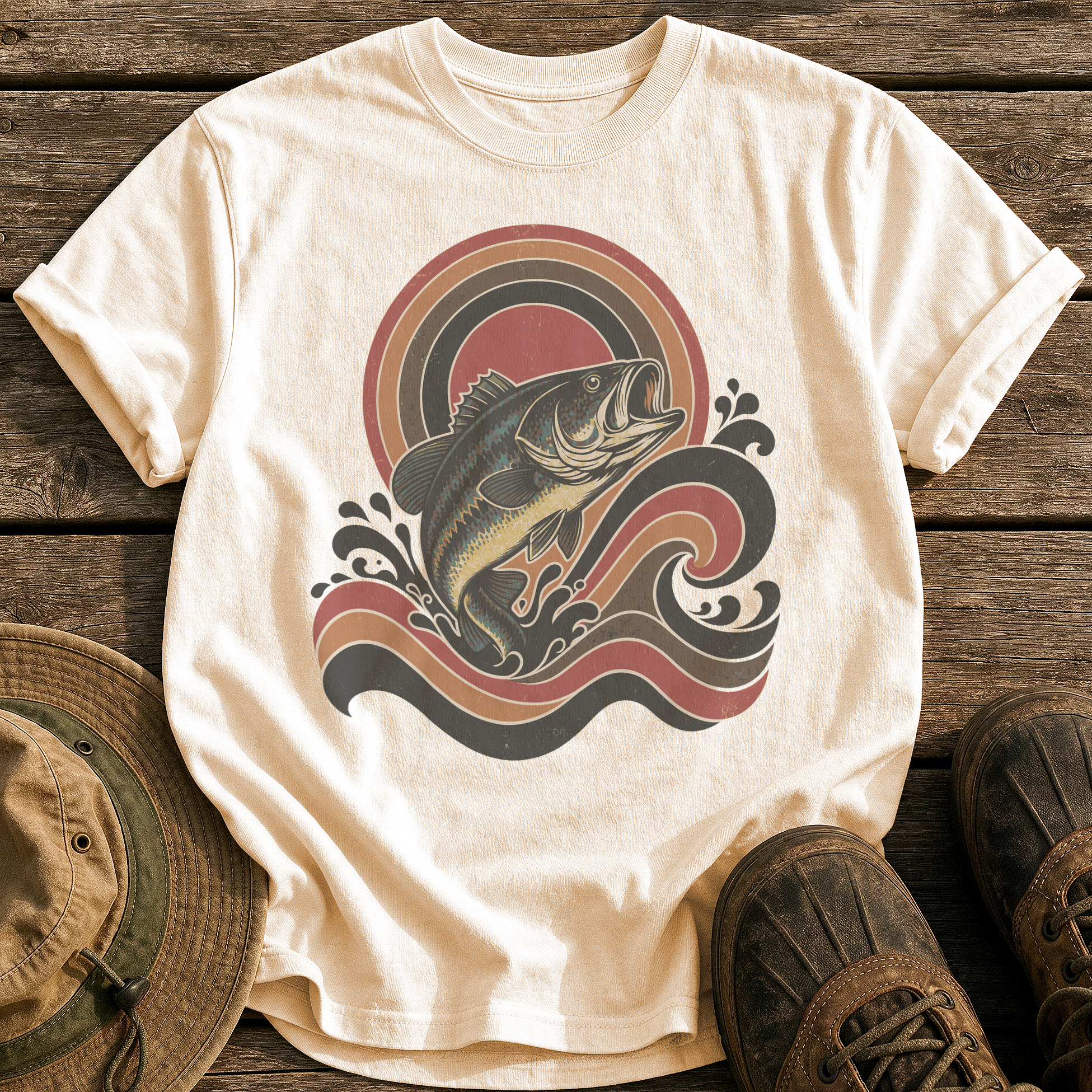 Retro Wave Bass tee - Ivory - front