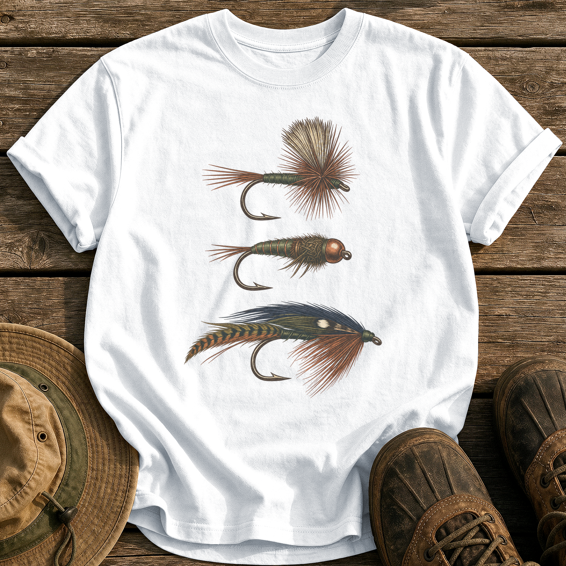 Hand-Tied Flies tee - White - front