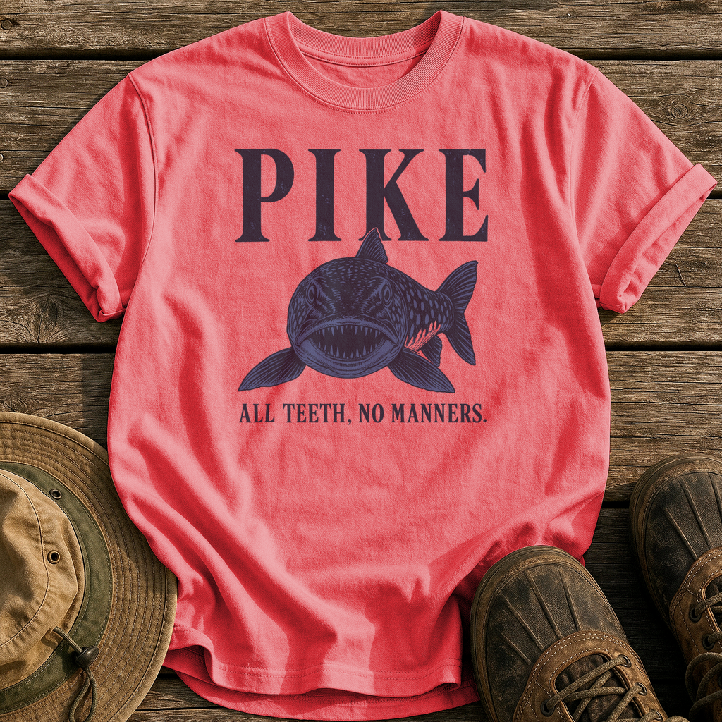 Pike: All Teeth, No Manners tee - Watermelon - front