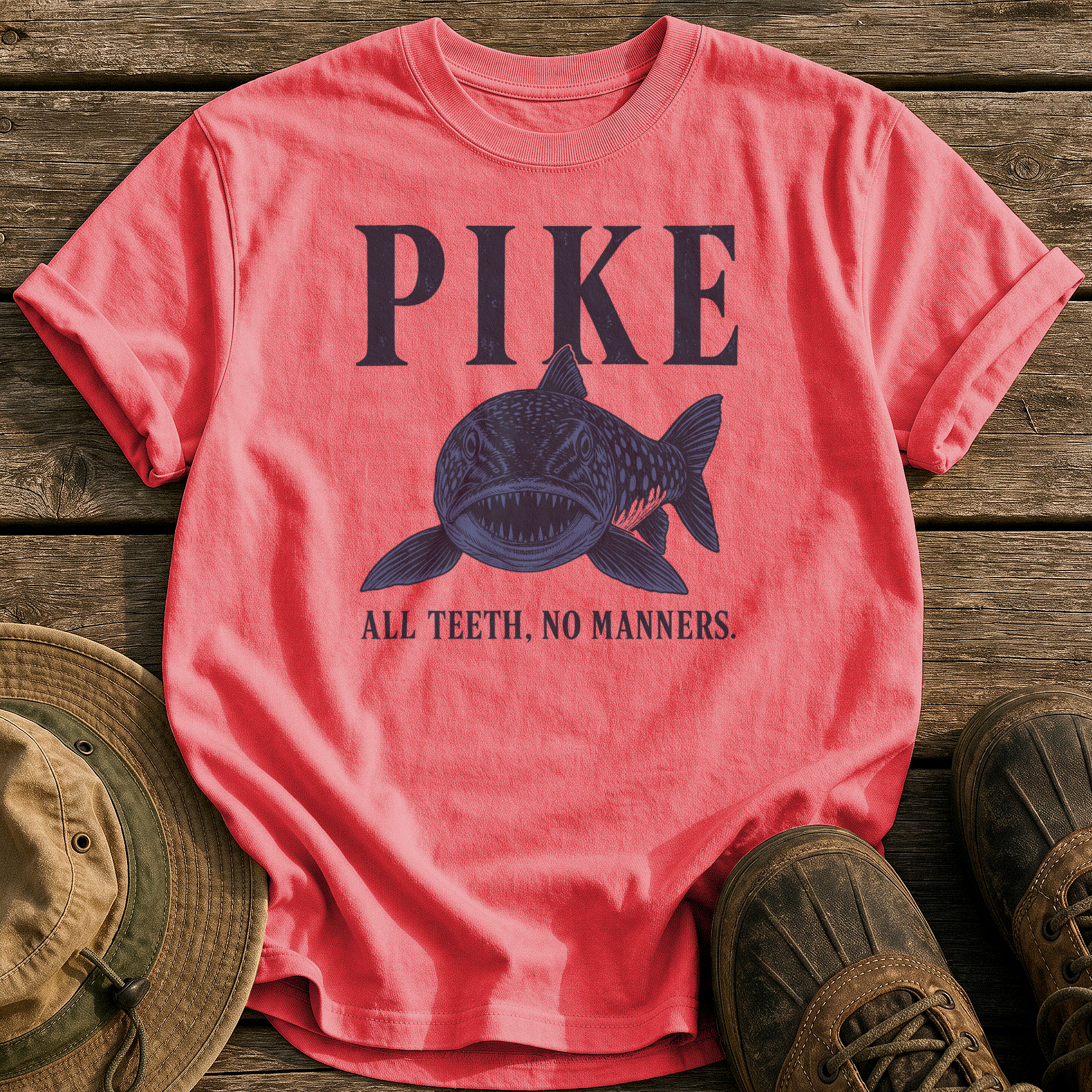 Pike: All Teeth, No Manners tee - Watermelon - front