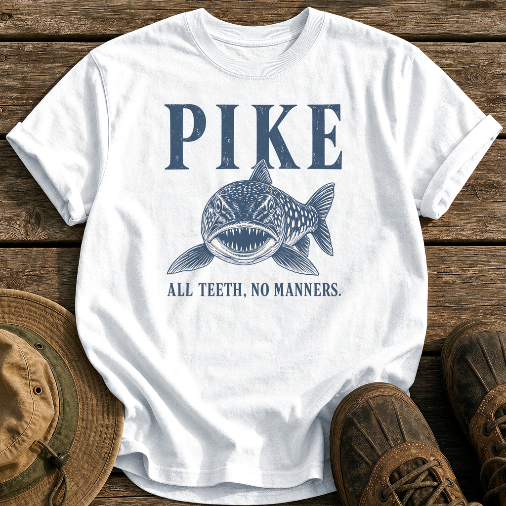 Pike: All Teeth, No Manners tee - White - front