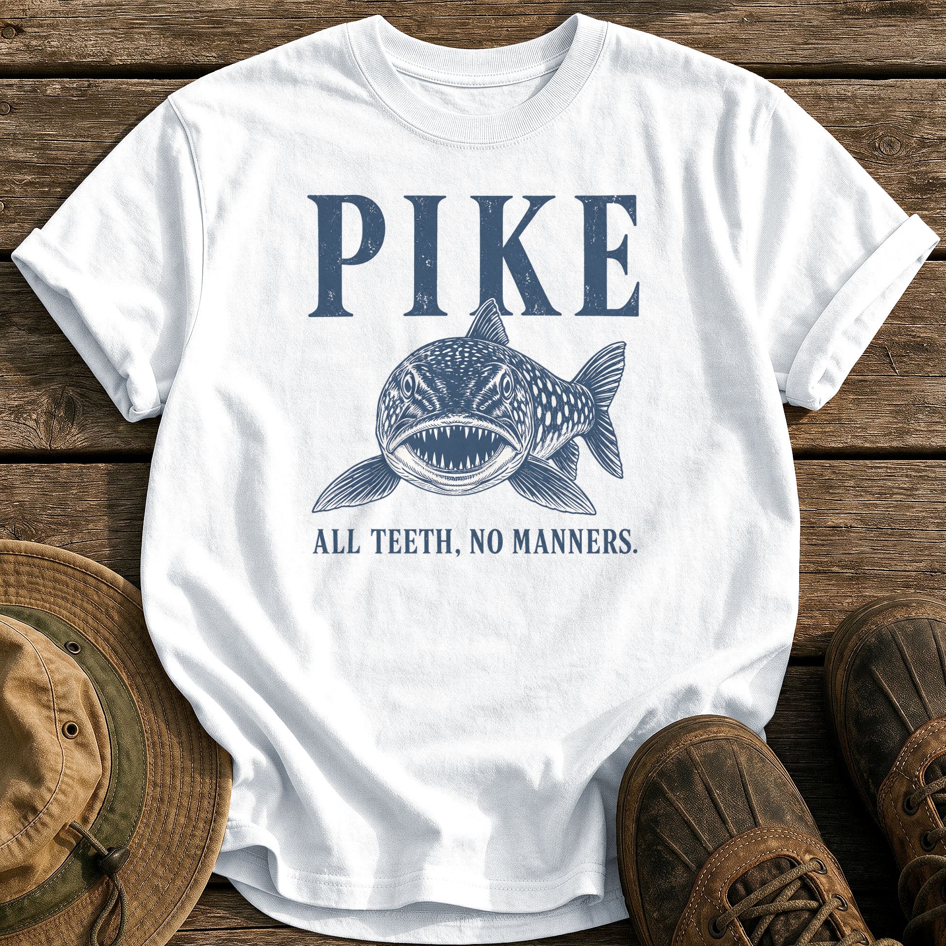 Pike: All Teeth, No Manners tee - White - front