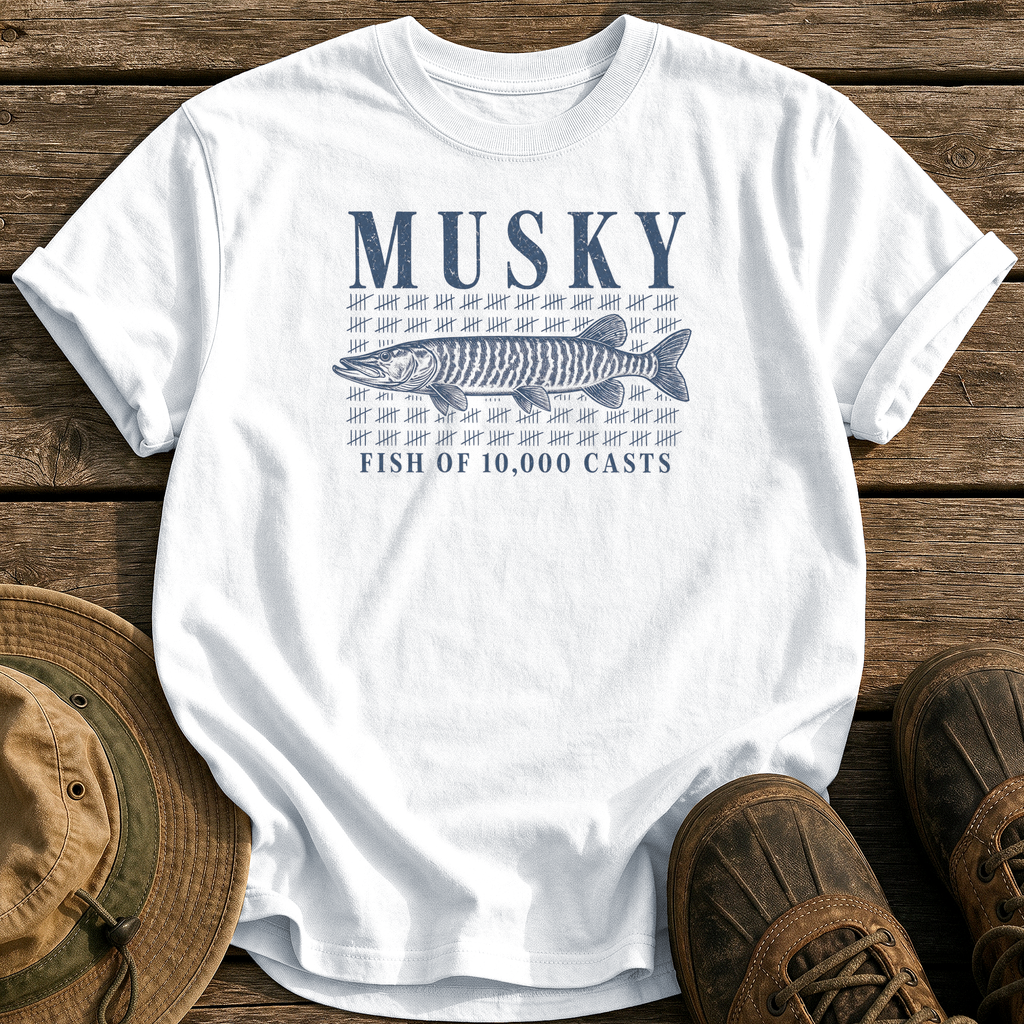 Musky: 10,000 Casts tee - White - front