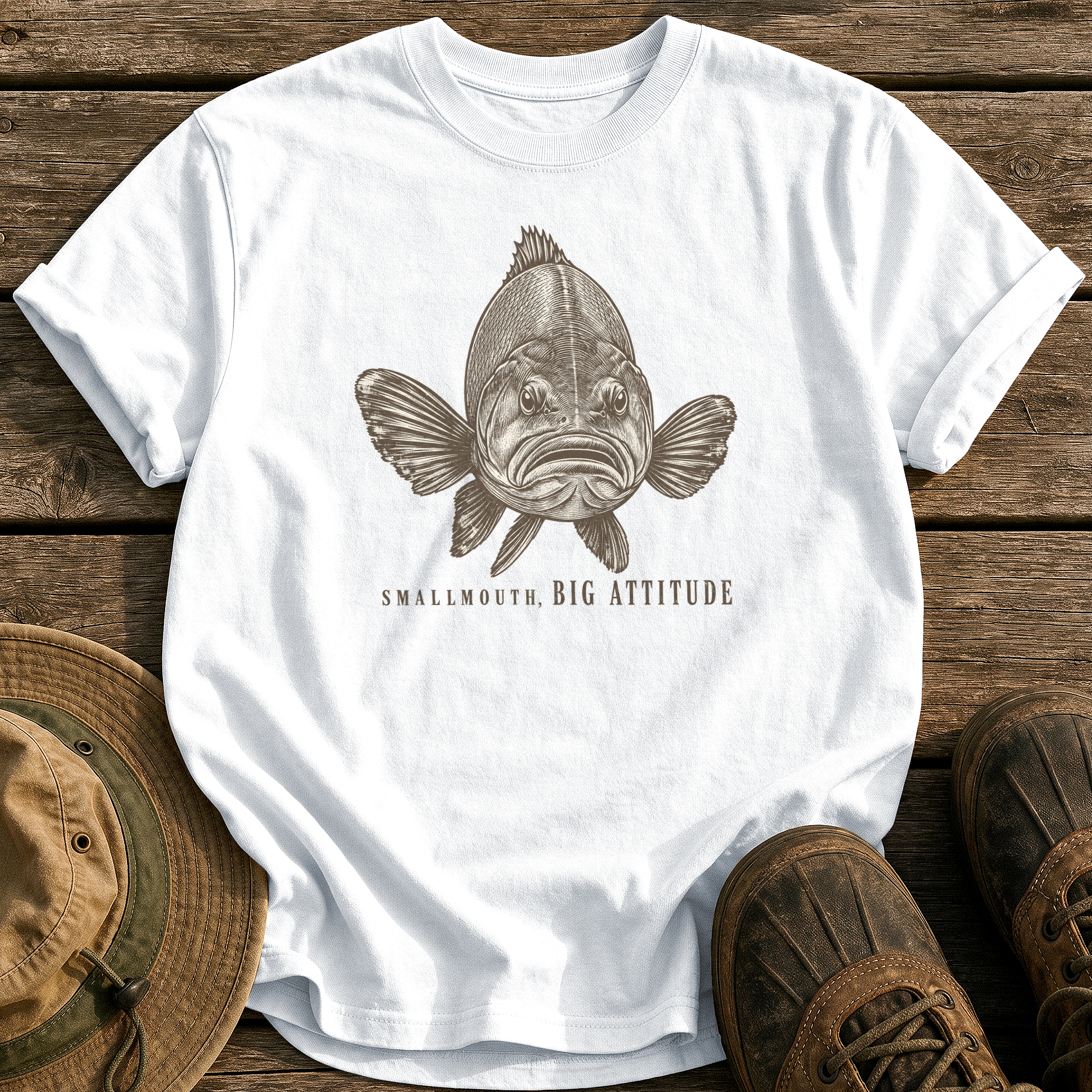 Smallmouth, Big Attitude tee - White - front