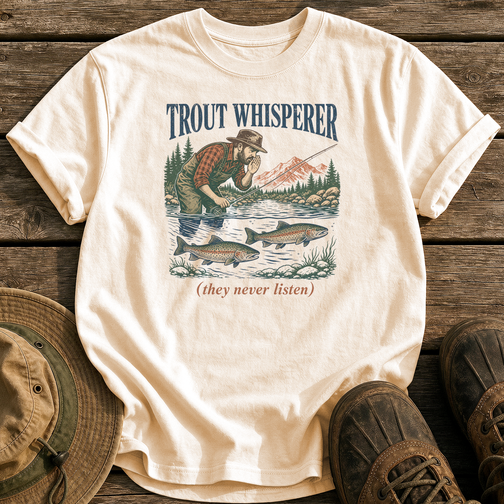 Trout Whisperer tee - Ivory - front