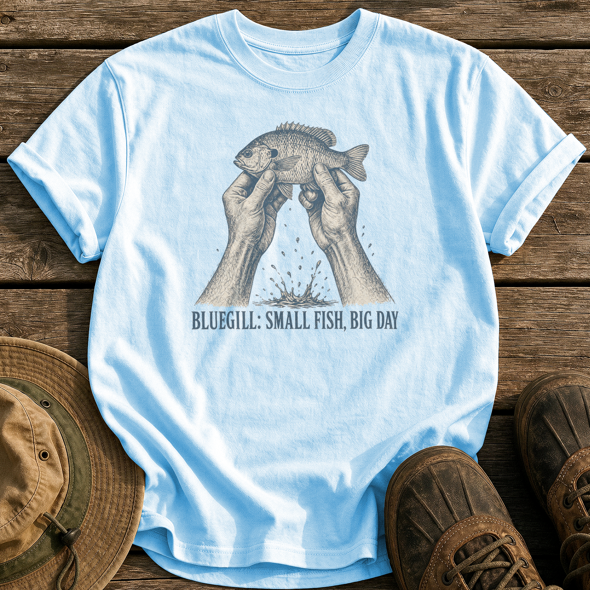 Bluegill: Small Fish, Big Day tee - Chambray - front
