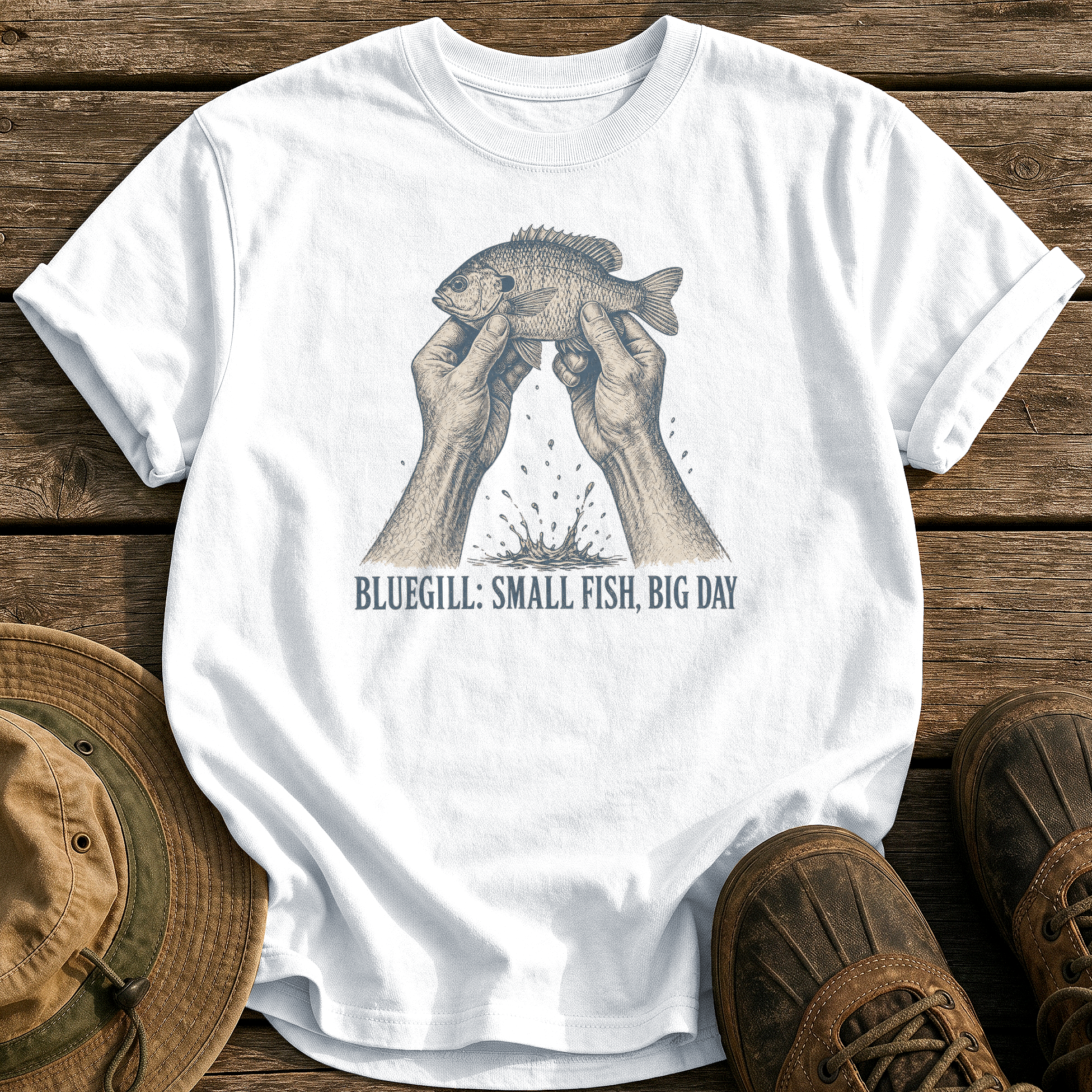 Bluegill: Small Fish, Big Day tee - White - front