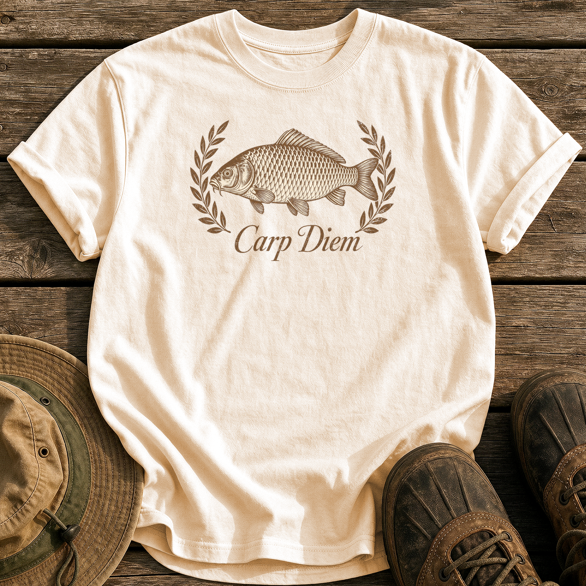 Carp Diem tee - Ivory - front