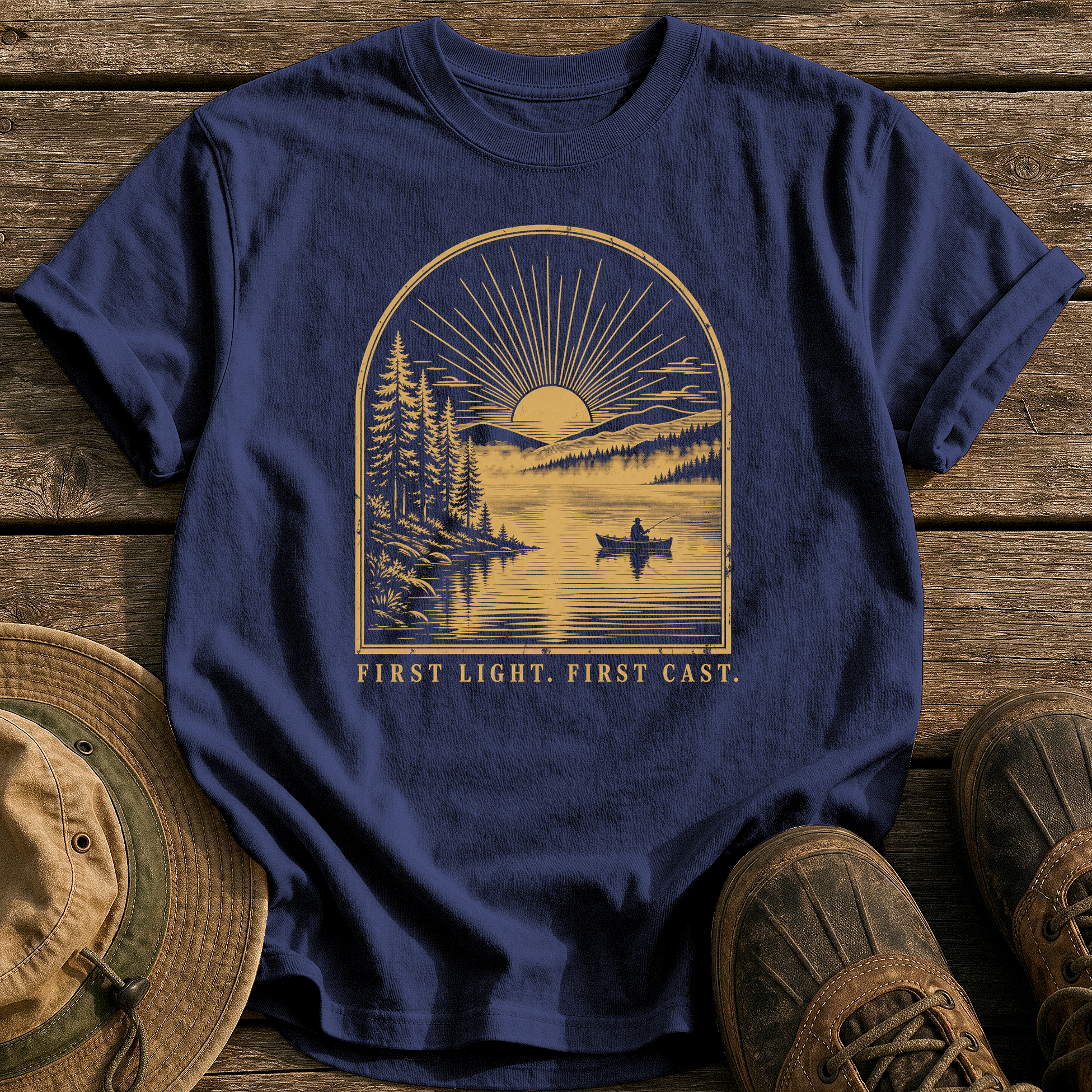 First Light First Cast tee - True Navy - front