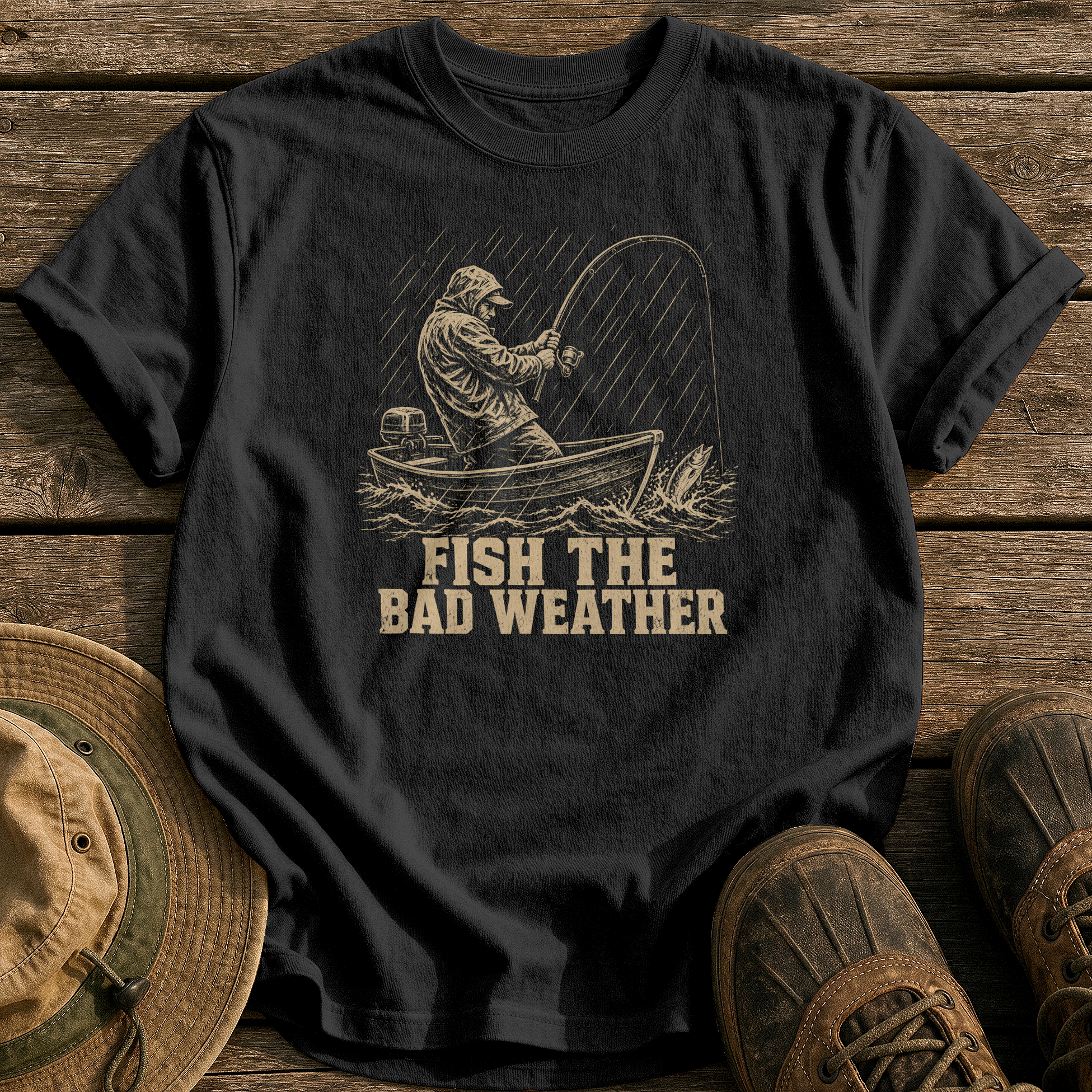 Fish the Bad Weather tee - Black - front