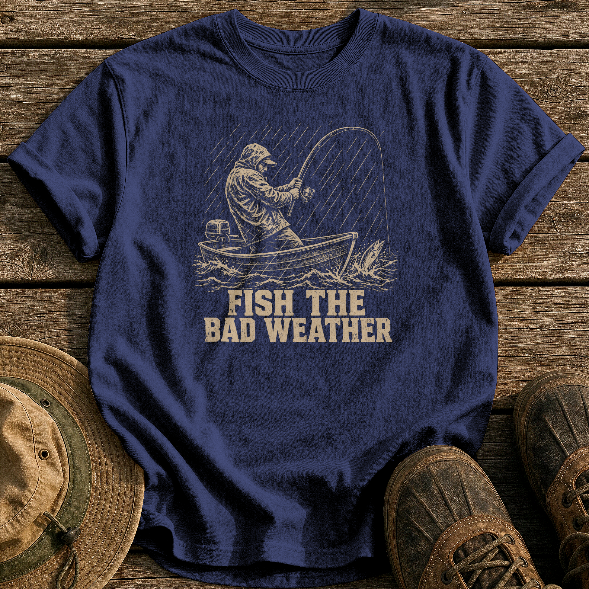 Fish the Bad Weather tee - True Navy - front