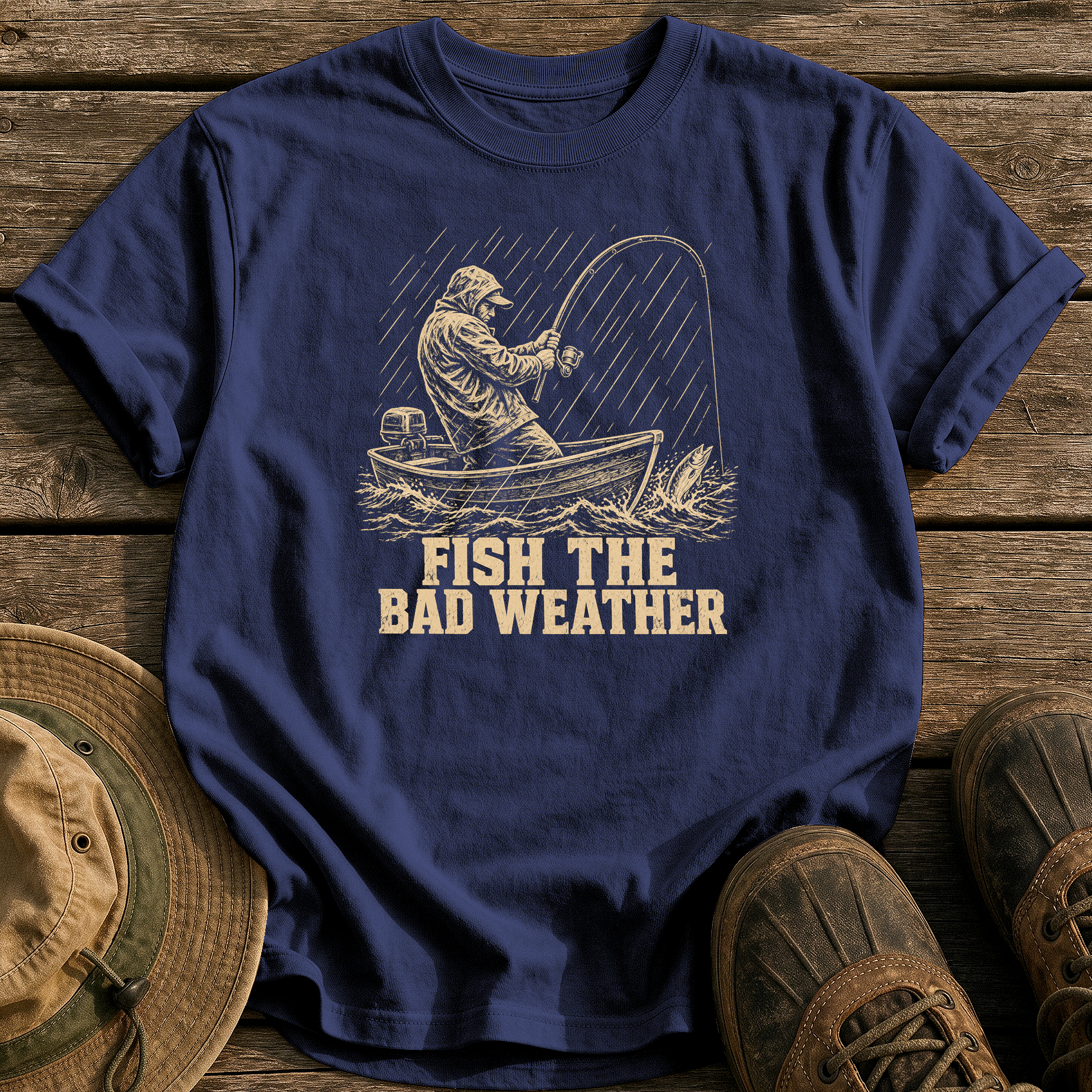 Fish the Bad Weather tee - True Navy - front