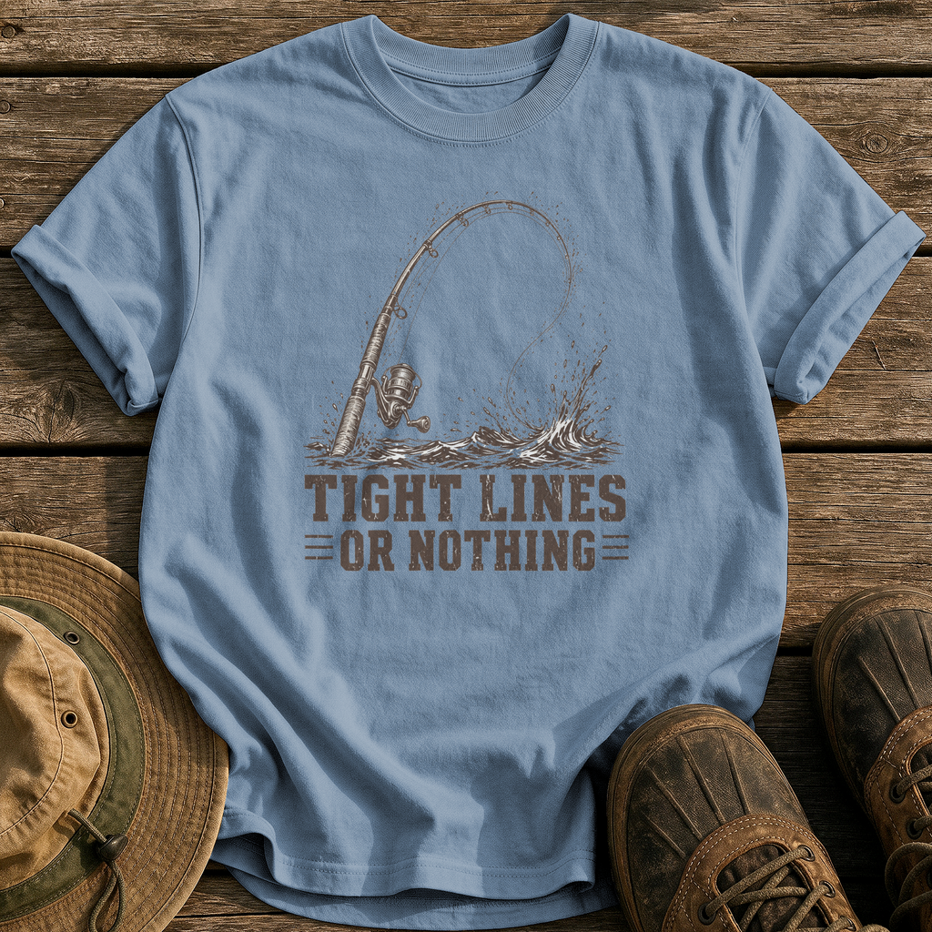 Tight Lines or Nothing tee - Blue Jean - front