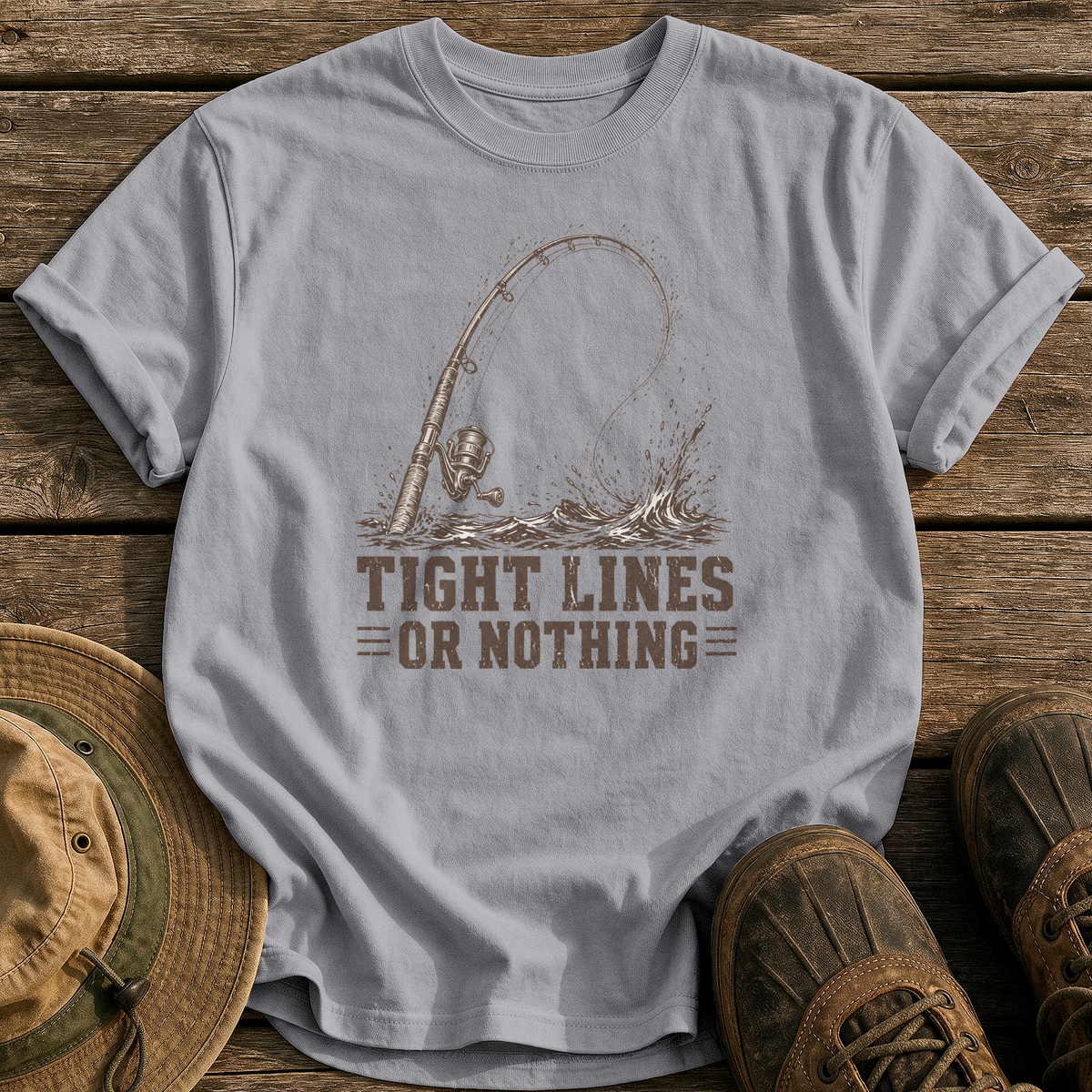 Tight Lines or Nothing tee - Grey - front