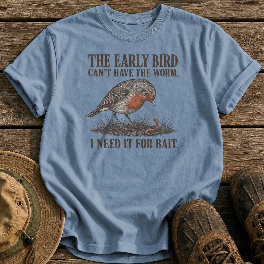 Early Bird Can't Have It tee - Blue Jean - front