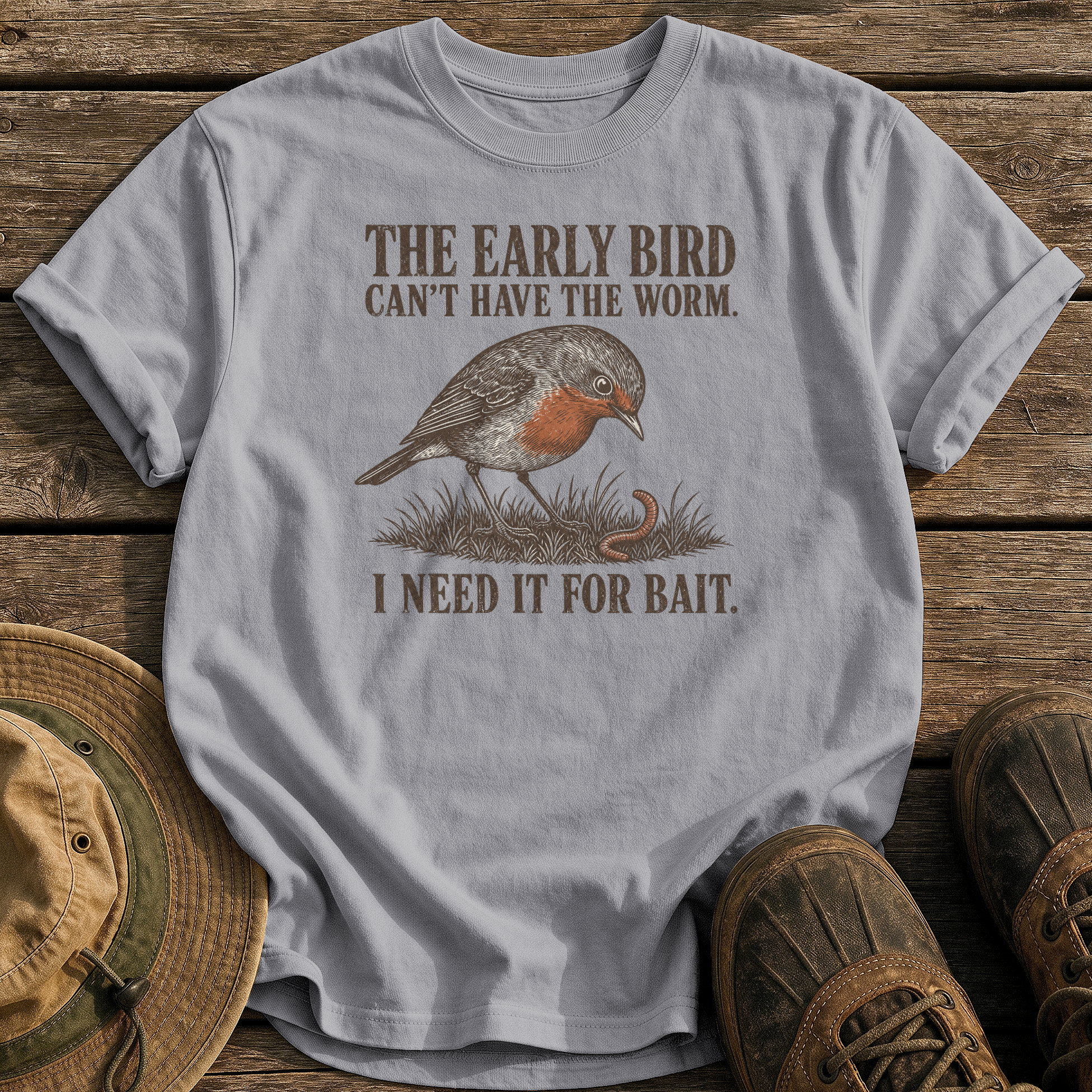 Early Bird Can't Have It tee - Grey - front