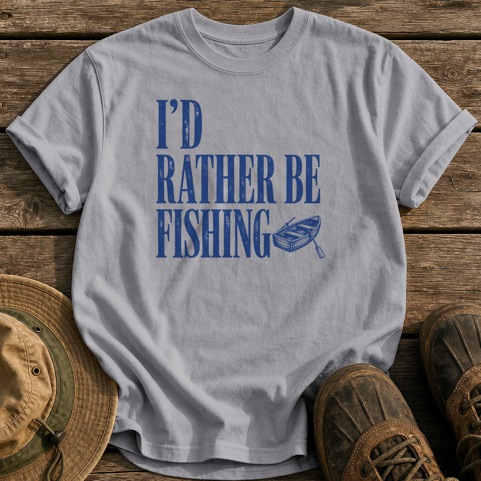 I'd Rather Be Fishing tee - Grey - front