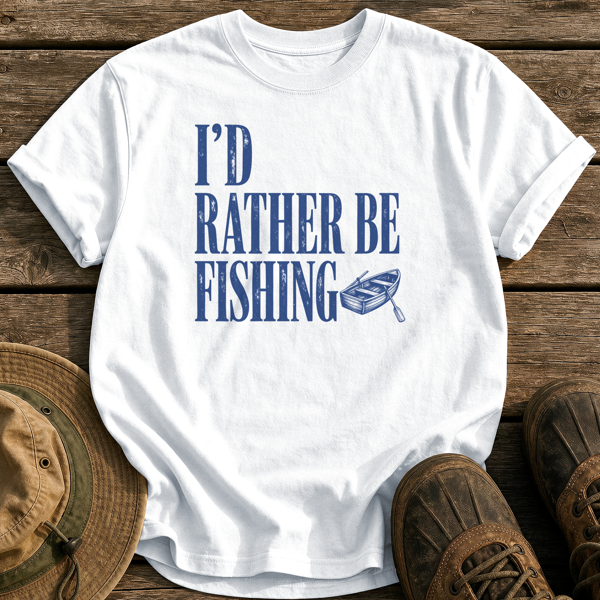 I'd Rather Be Fishing tee - White - front