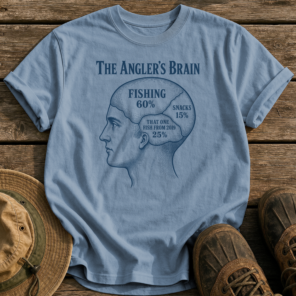 The Angler's Brain tee - Blue Jean - front