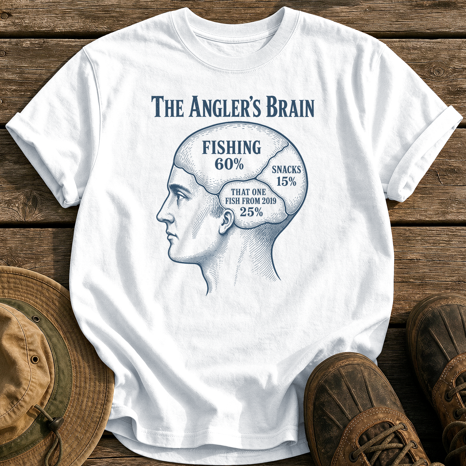 The Angler's Brain tee - White - front