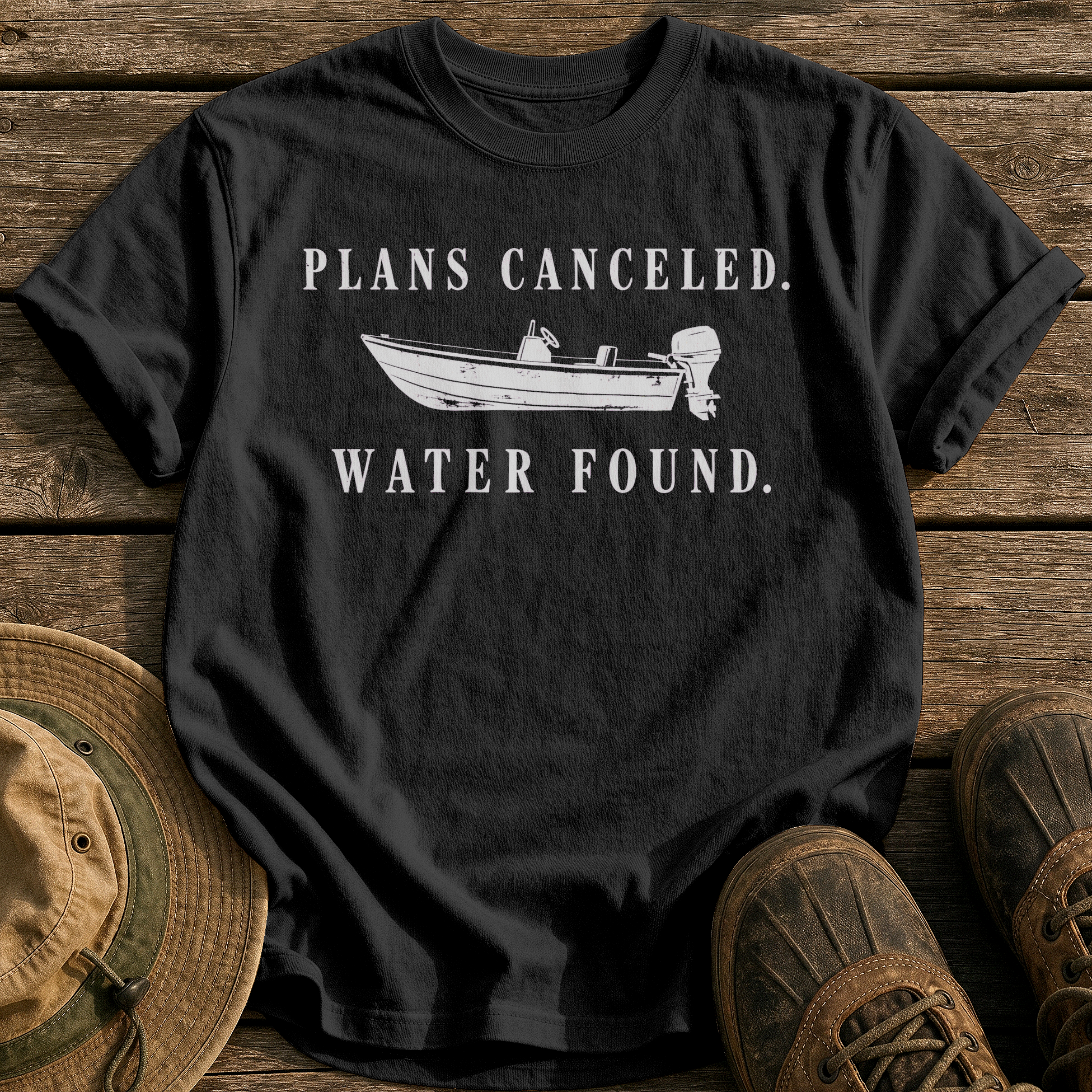 Plans Canceled. Water Found. tee - Black - front