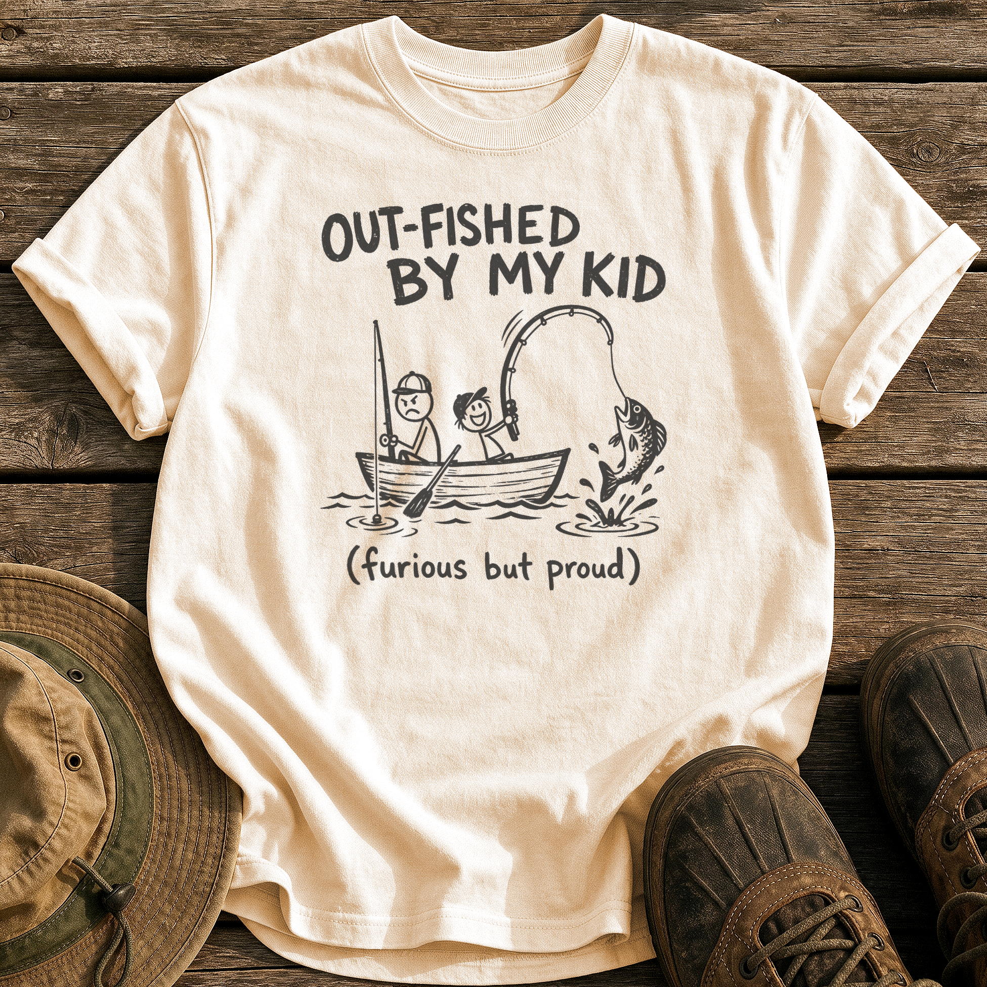 Out-Fished By My Kid tee - Ivory - front