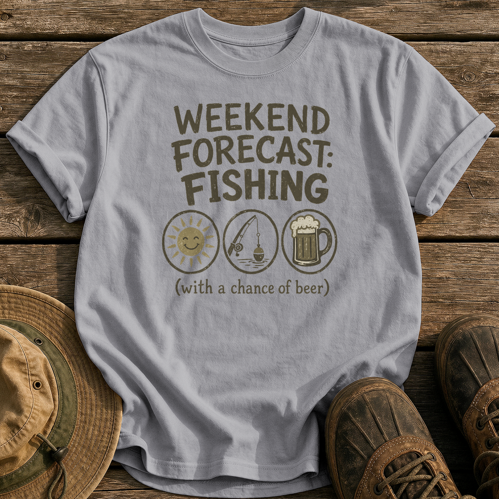 Weekend Forecast: Fishing & Beer tee - Grey - front